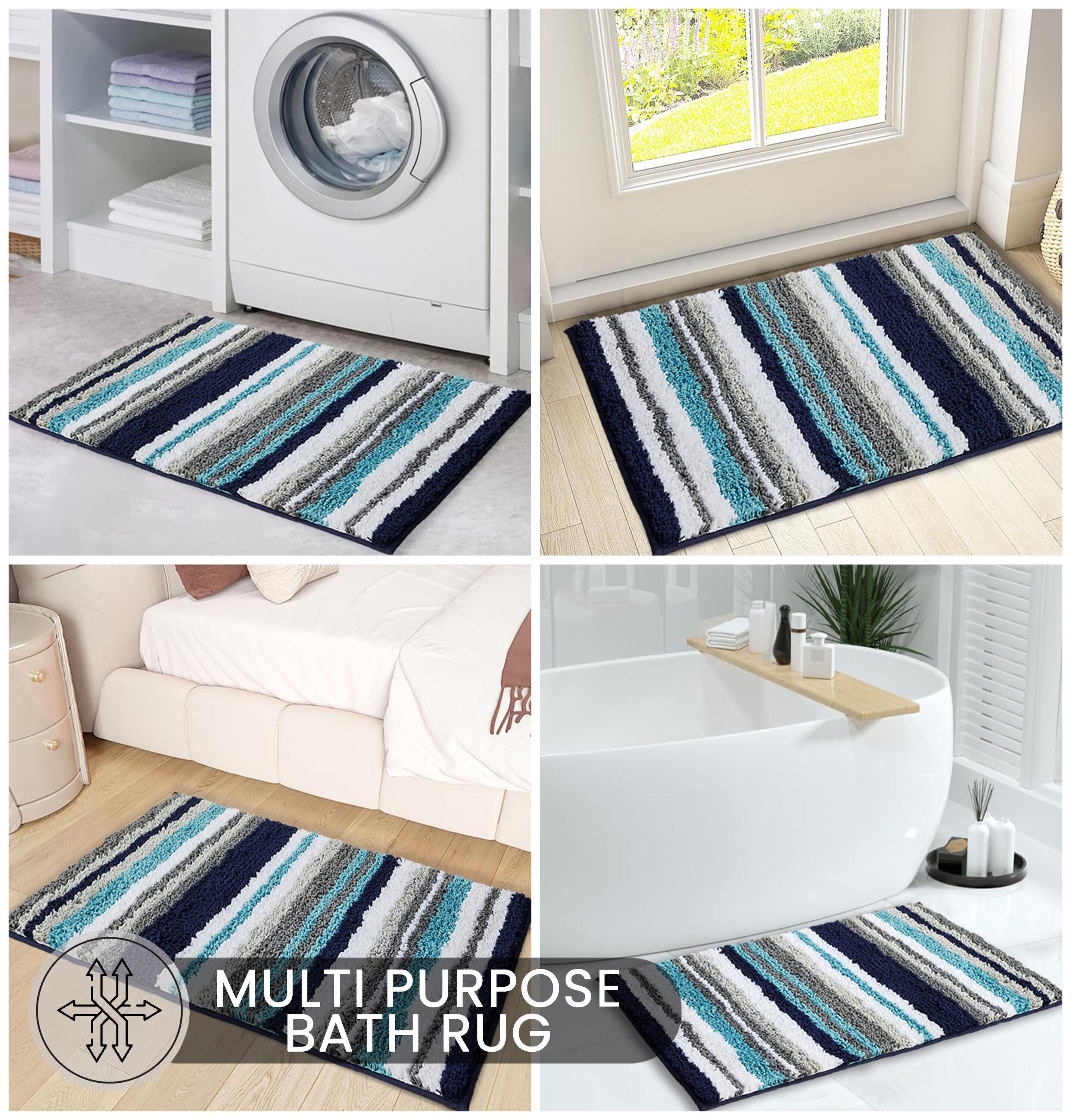 Better Trends Griffie 100% Polyester TPR Backing Tufted Bath Rug 24" x 36" Rectangle - Blue
