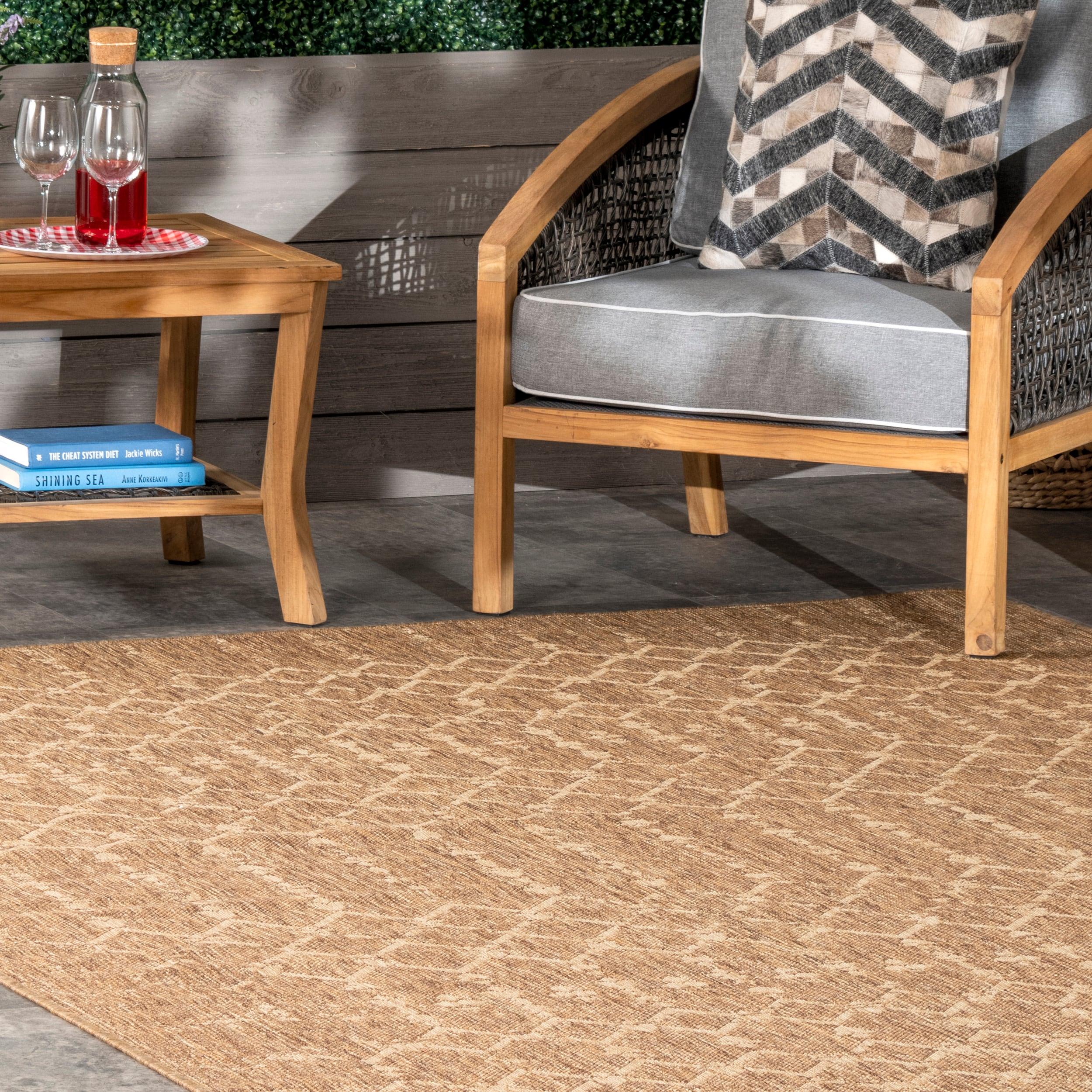 Nuloom Grayson Trellis 5x8 Indoor/Outdoor Area Rug for Living Room Patio Deck Front Porch Kitchen, Brown/Ivory