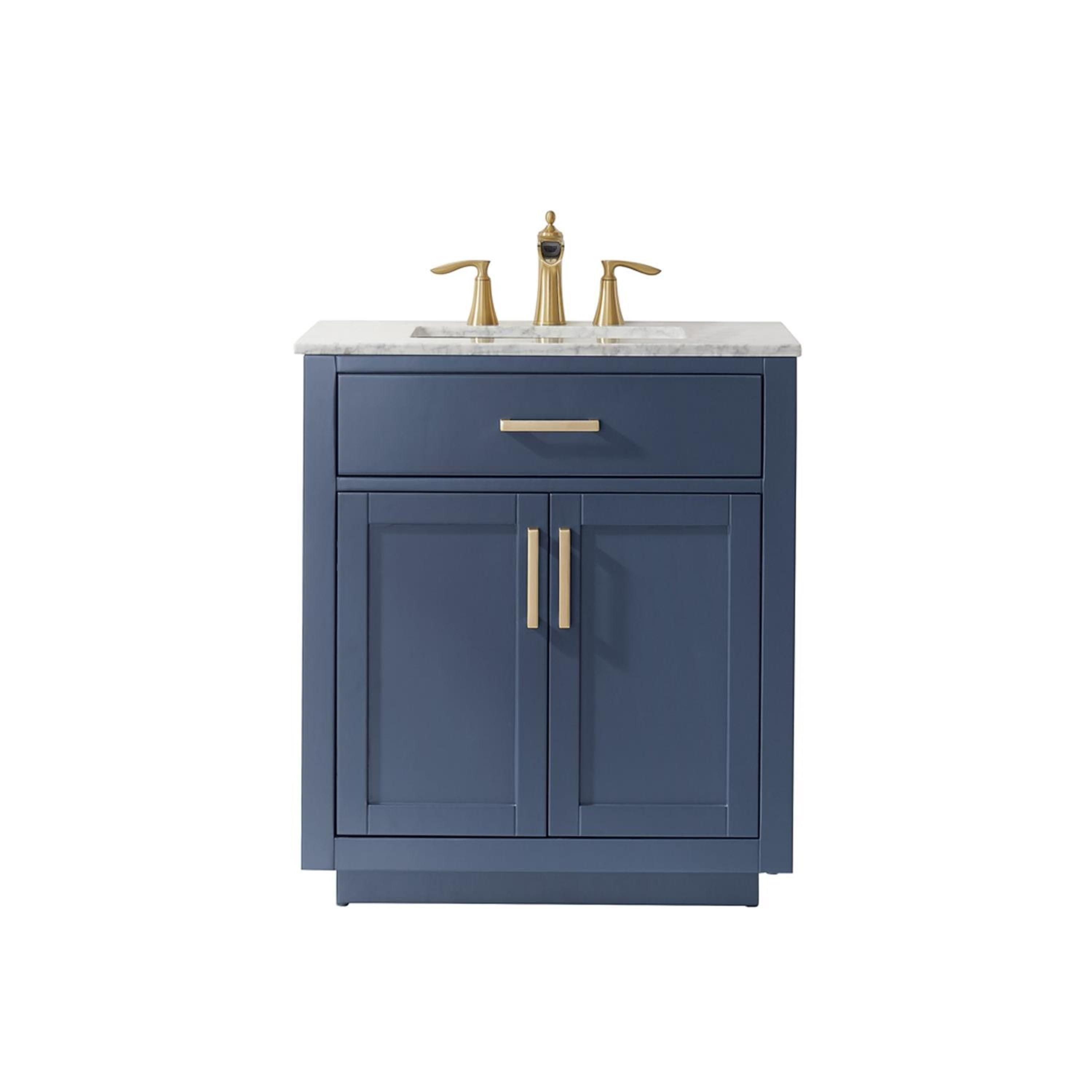 Ivy 30" Marble Countertop Single Vanity w/o Mirror Royal Blue