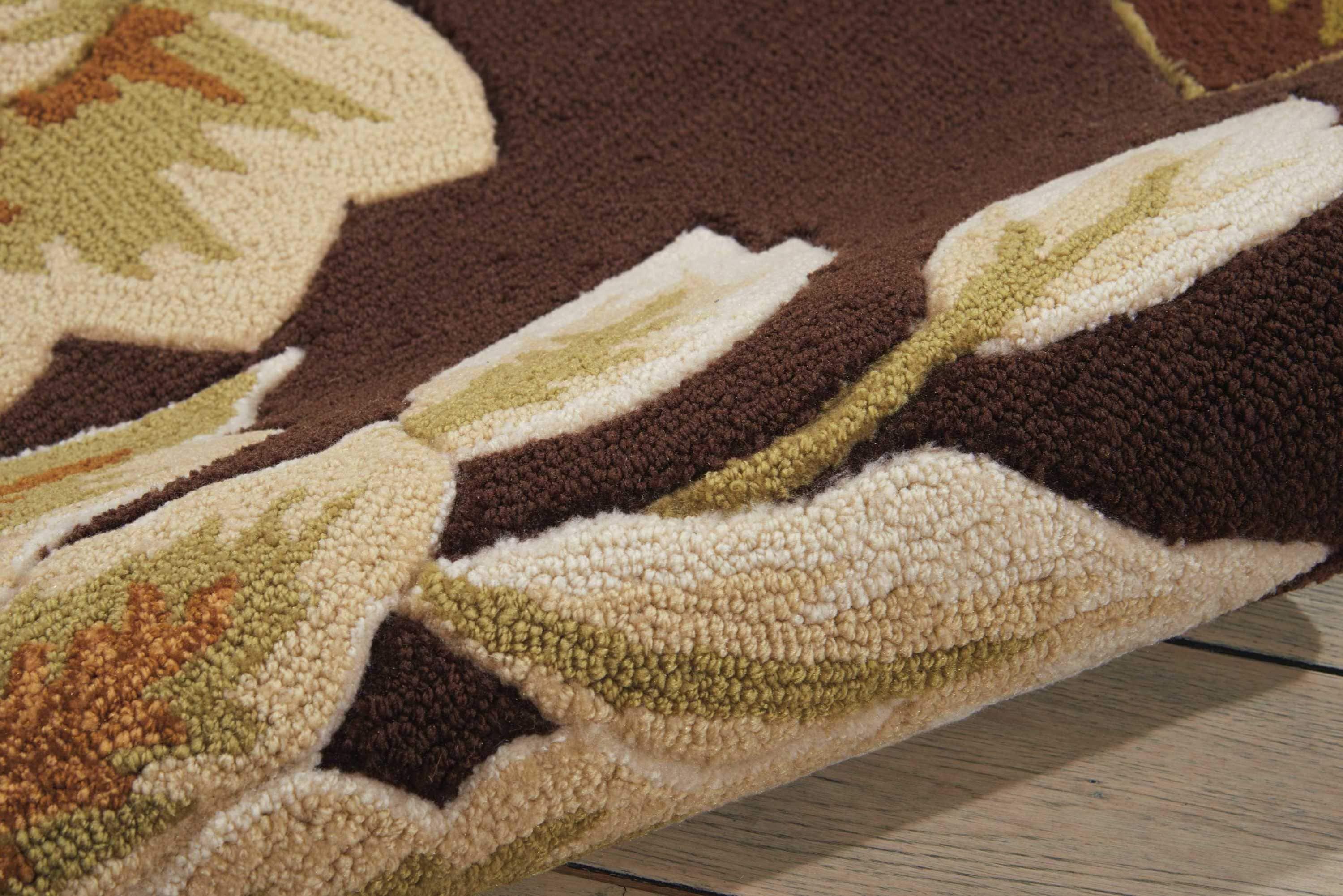 Enchanted Garden Chocolate Brown Floral Hand-Hooked Runner Rug