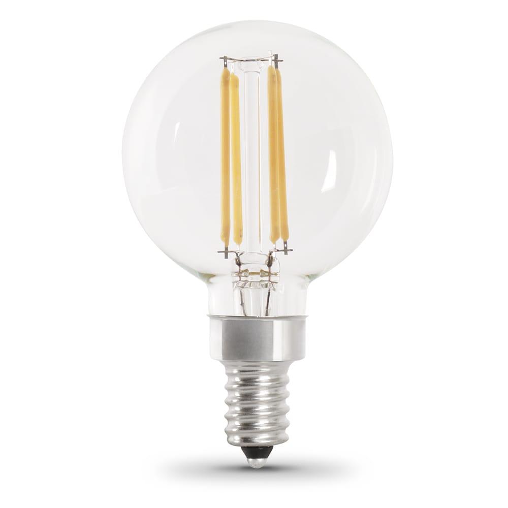 Feit Electric LED Filament 40 -Watt EQ G16.5 Daylight Candelabra base (E-12) Dimmable LED Decorative Light Bulb 2 -Pack