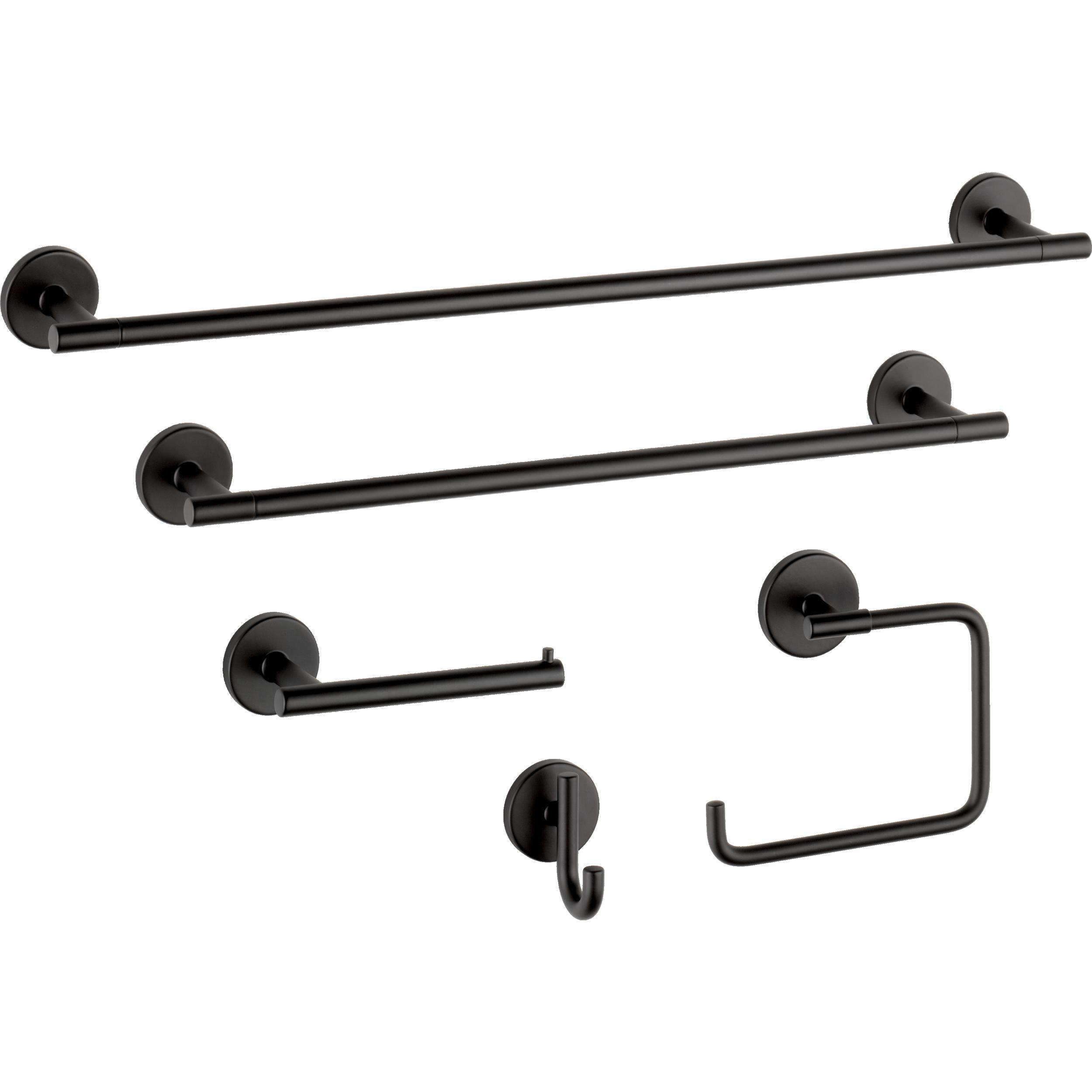 Delta Trinsic (1-Pack) Hand Towel Holder Matte Black Towel Racks for Bathroom Wall Square Towel Ring Holder for Bath Towel Hanger for Kitchen, Bathroom Accessories 759460-BL