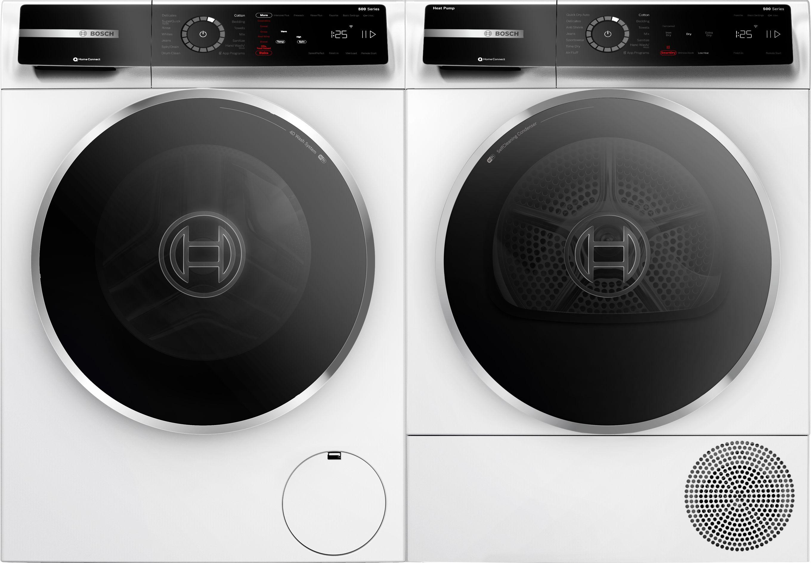 Bosch 500 Series White Smart Front Load Washer with Stainless Steel Drum