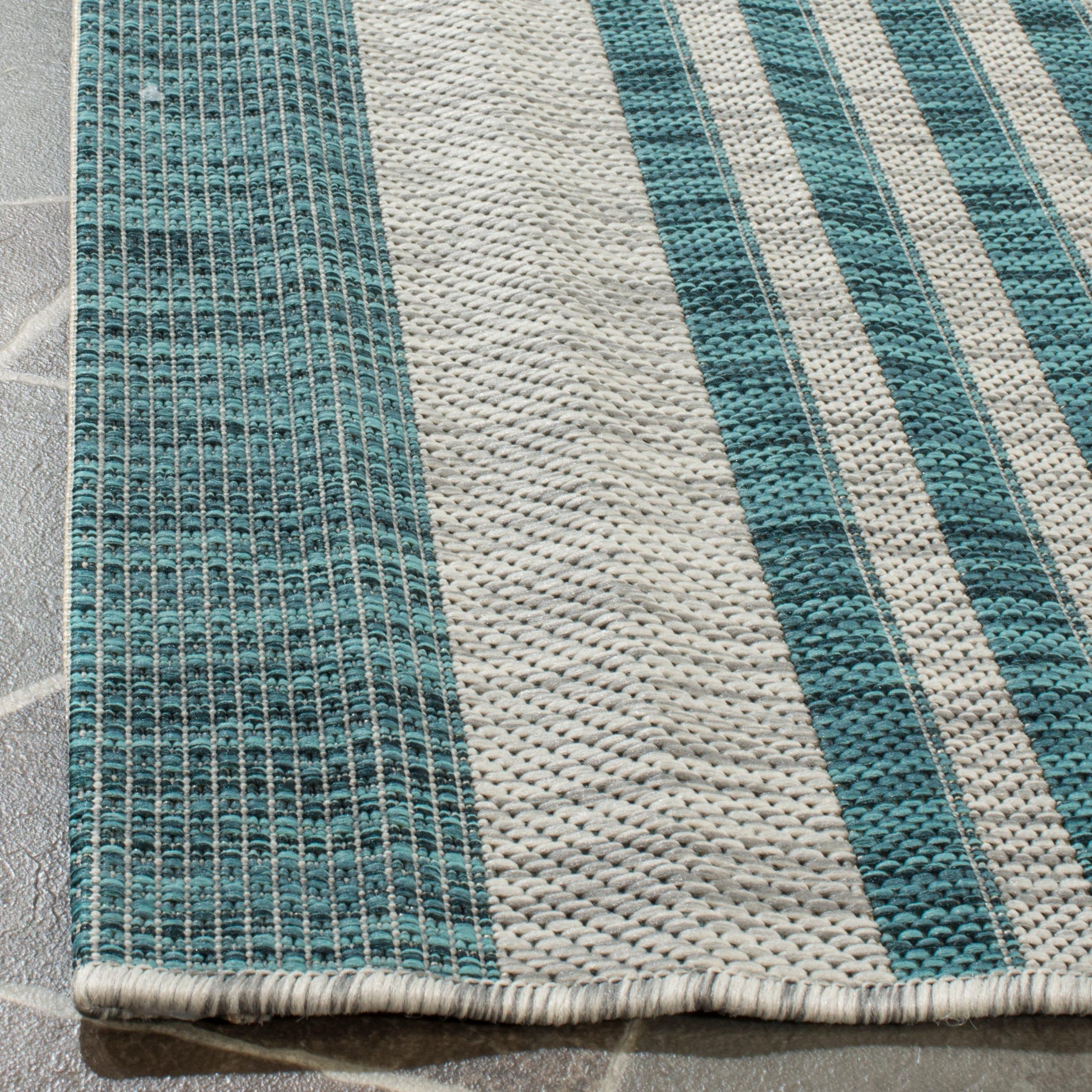 SAFAVIEH Courtyard Patrice Striped Indoor/Outdoor Area Rug, 9' x 12', Grey/Blue