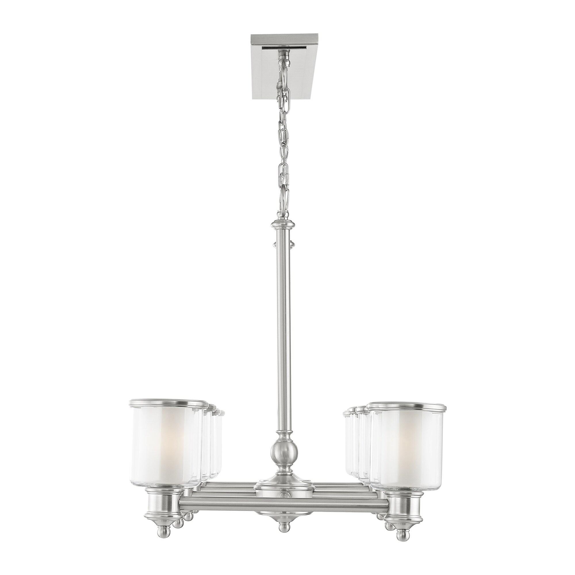 Livex Lighting 40208-91 Transitional Eight Light Linear Chandelier from Middlebush Collection in Pwt, Nckl, B/S, Slvr. Finish, 41.75 inches, 24.50x41.75x20.00, Brushed Nickel