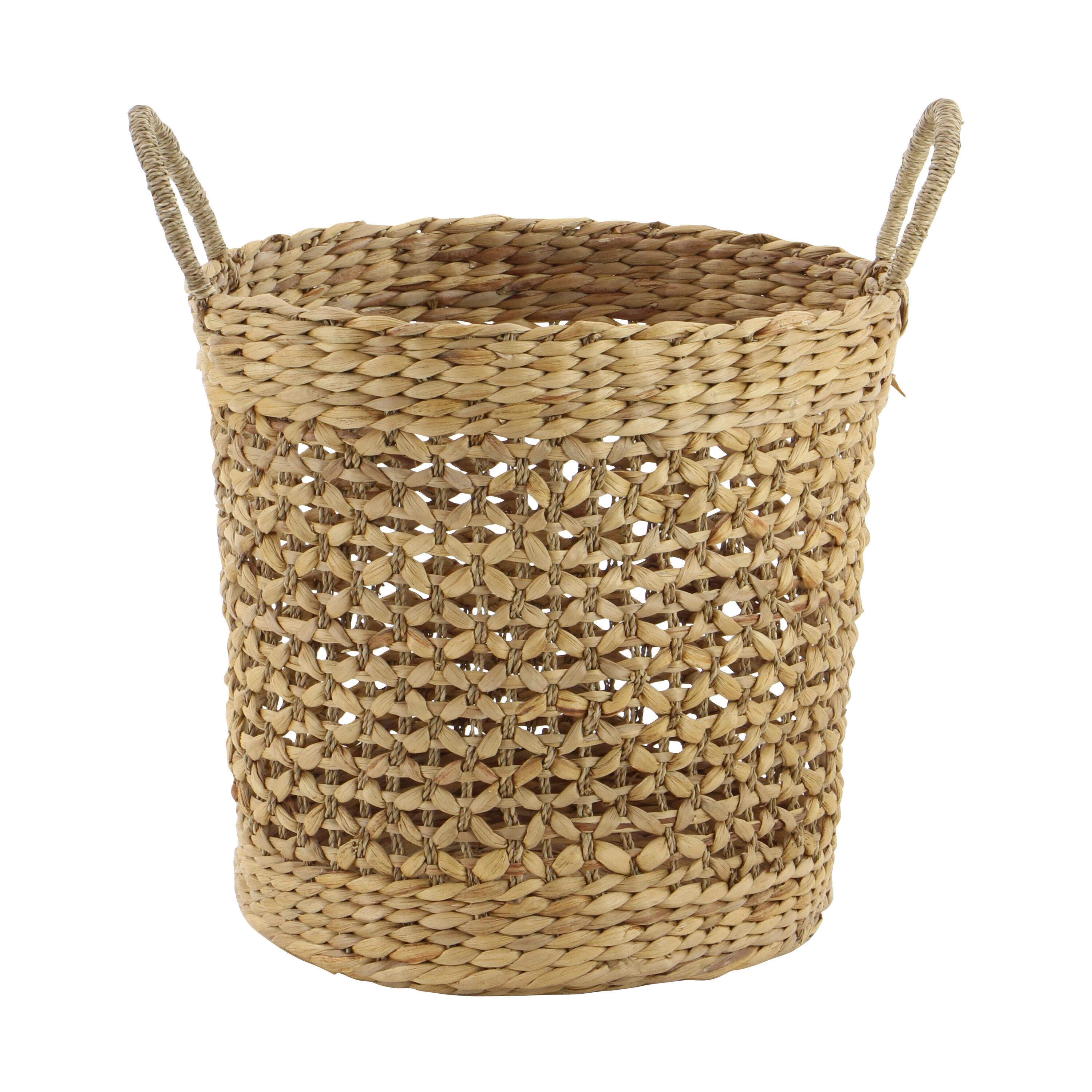 Seagrass Handmade Woven Decorative and Functional Storage Basket with Handles