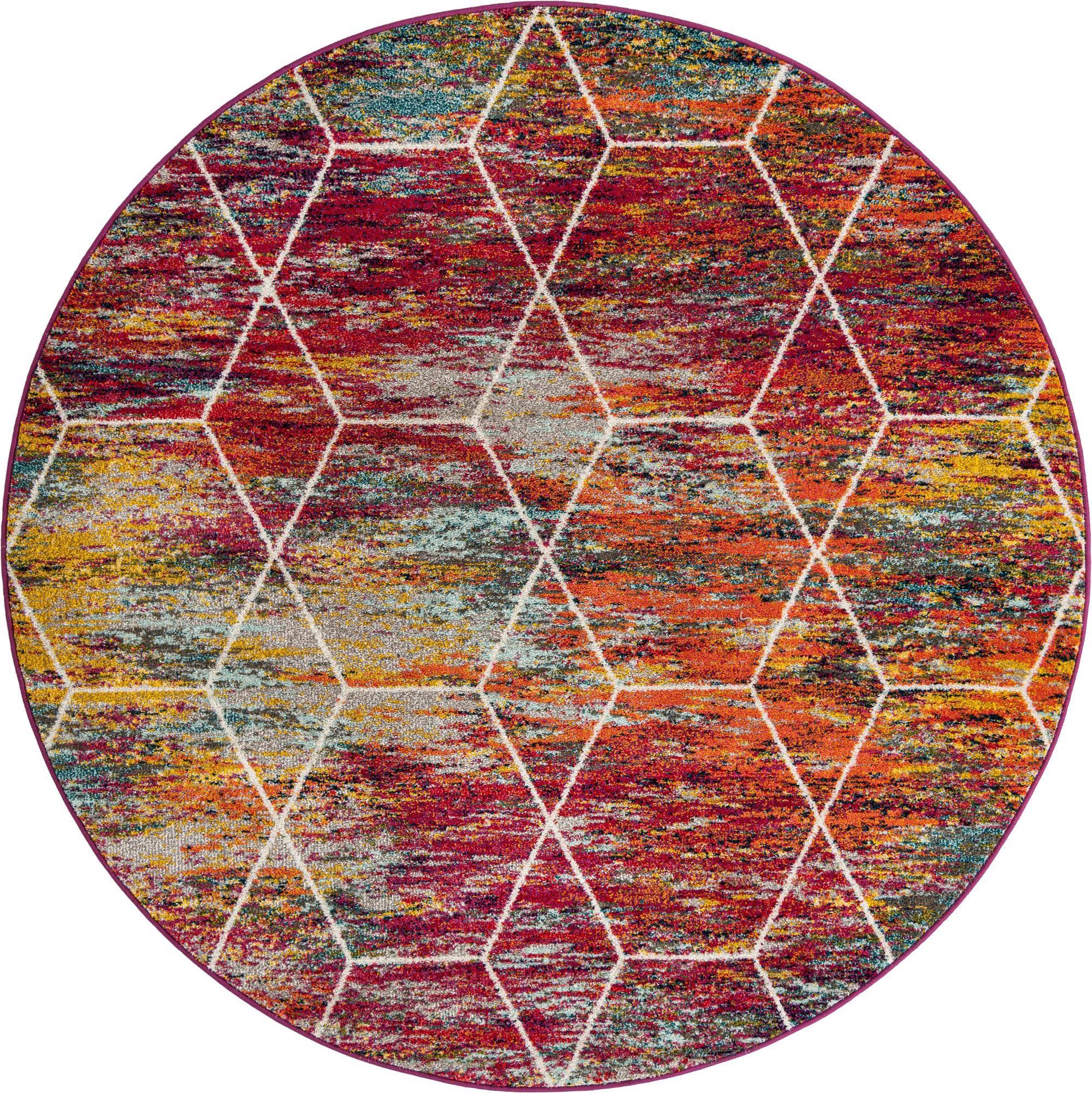 Unique Loom 7' 0 x 7' 0 Trellis Frieze Geometric Multi Area Rug