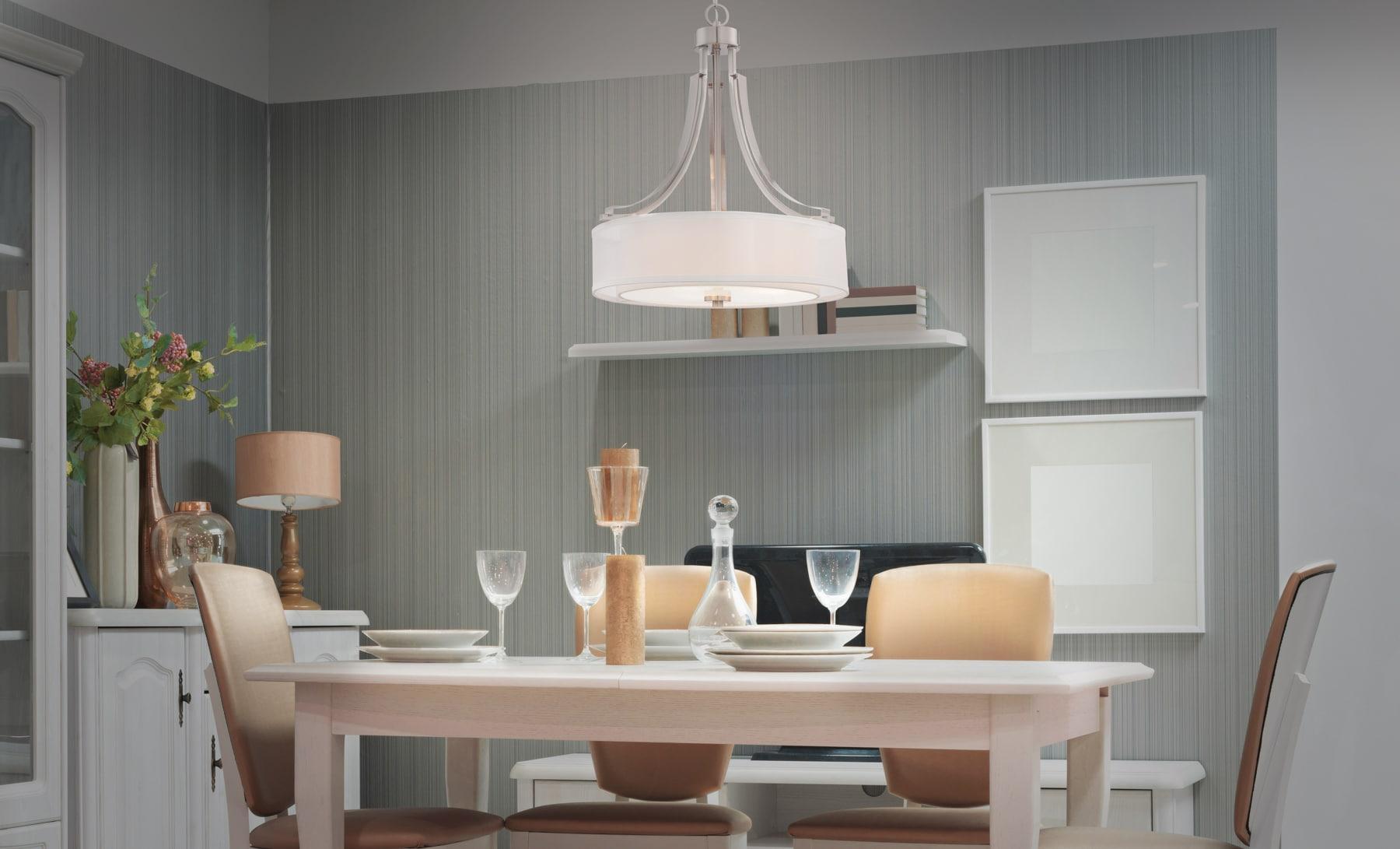 Pendant 3 Light Translucent Sliver Linen in Transitional Style 23.5 inches Tall By 20.5 inches Wide-Brushed Nickel Finish Bailey Street Home