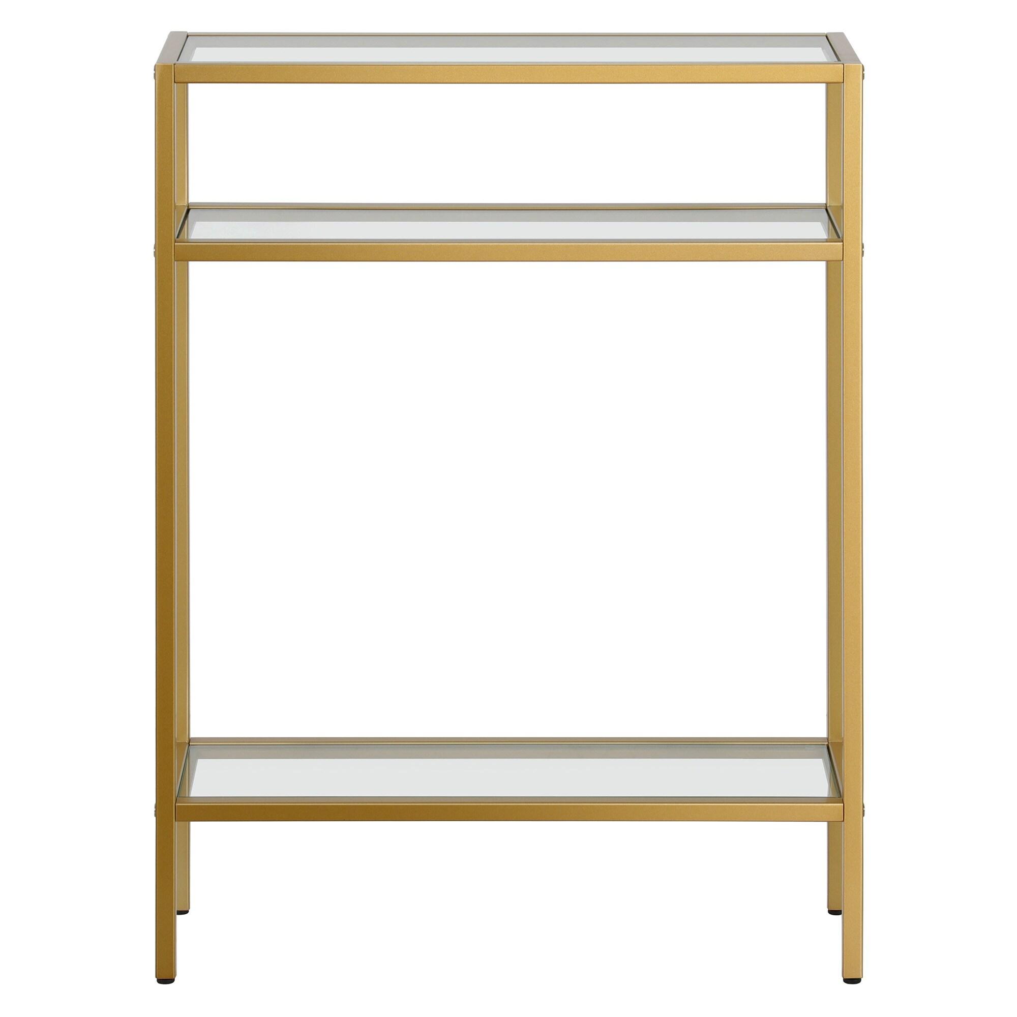 Evelyn&Zoe Siviline 22" Wide Rectangular Console Table, Brass