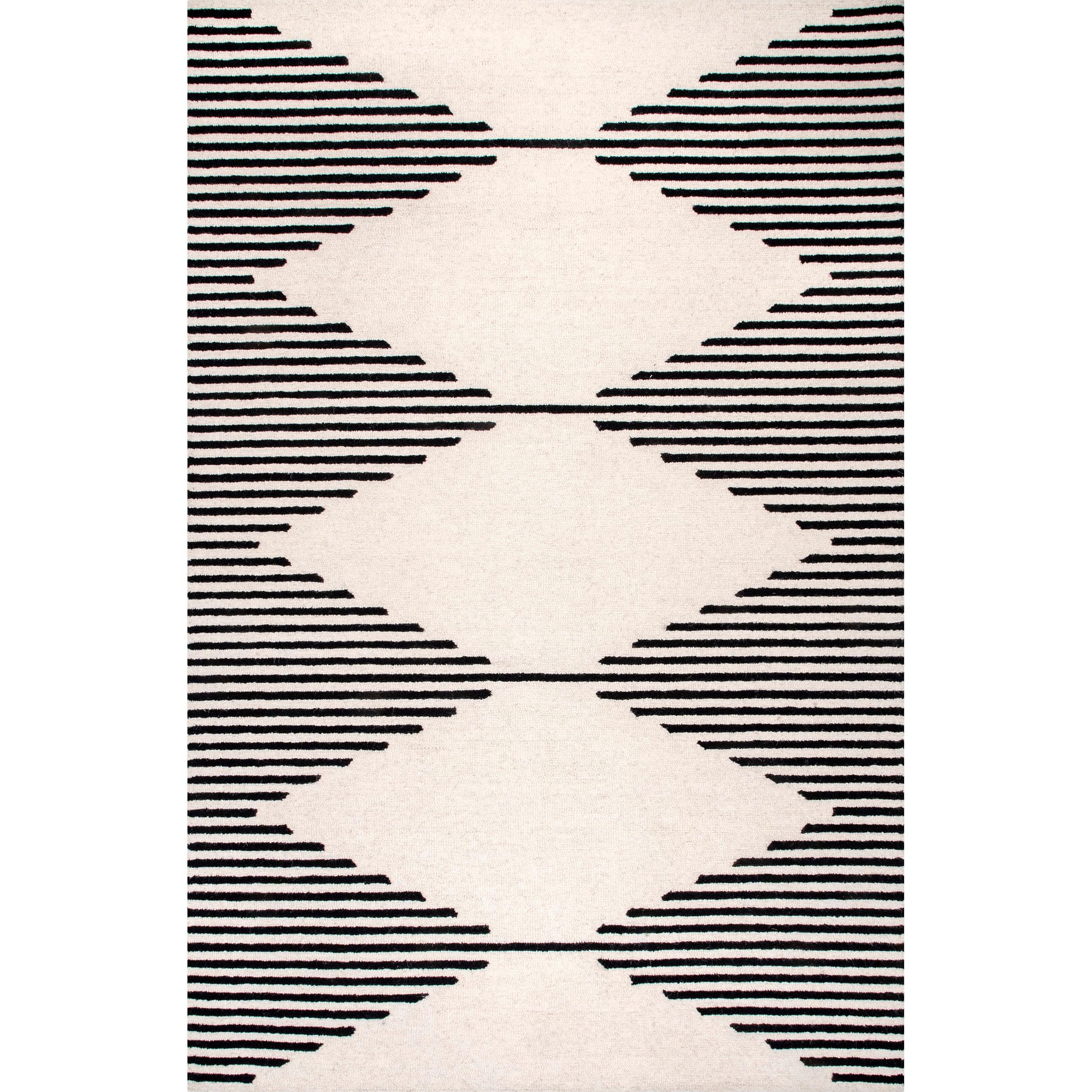 nuLOOM Flynn Handmade Contemporary Wool Area Rug, 5' x 8', Ivory