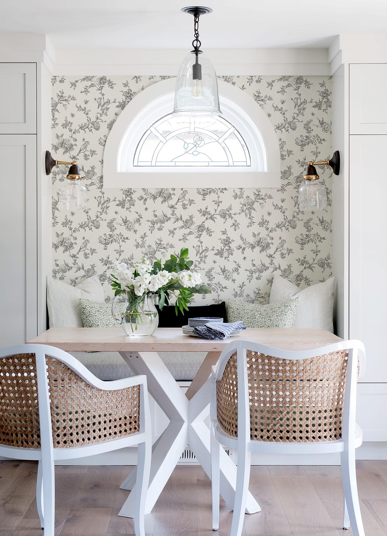 Chesapeake Nightingale Charcoal Floral Trail Wallpaper