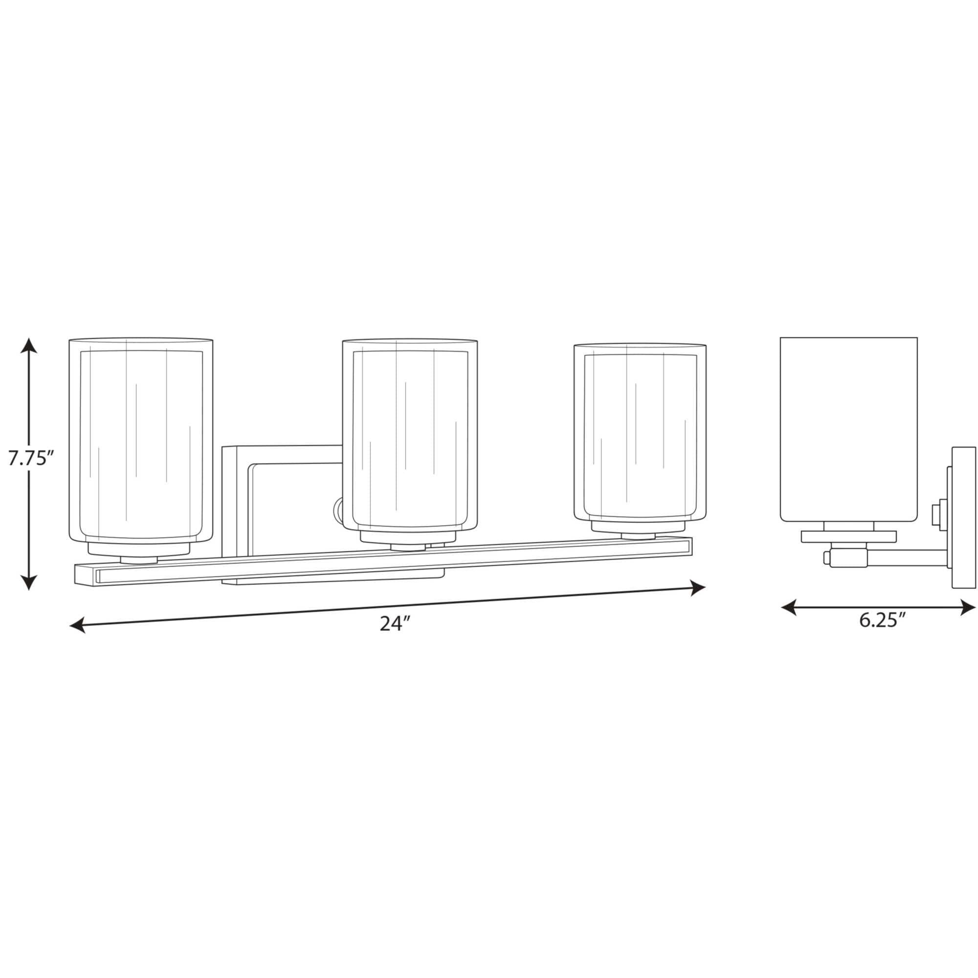 Progress Lighting Mast Collection 3-Light Bath Vanity in Brushed Nickel with Clear and Etched Glass Shades