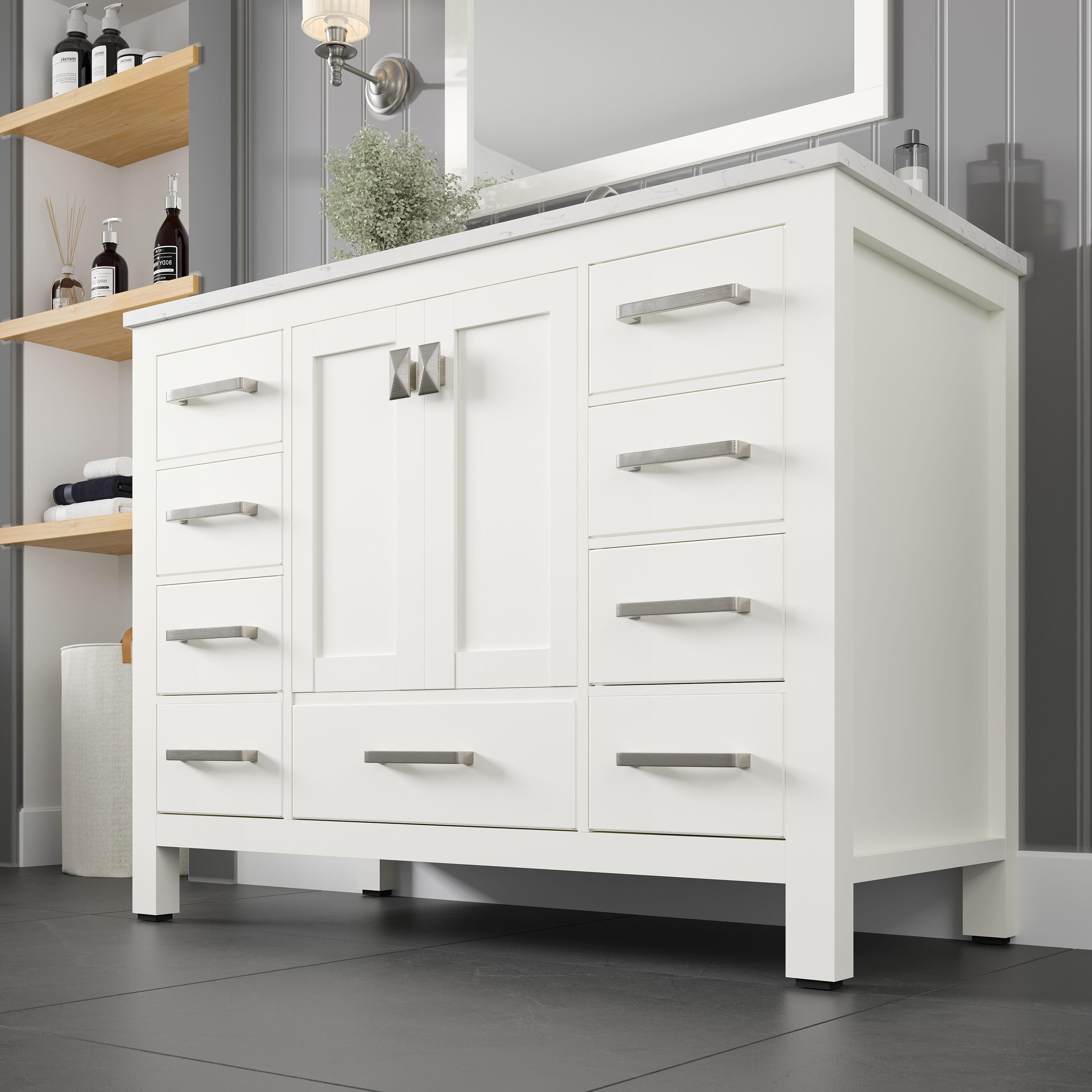 Eviva Aberdeen 42" W x 22" D x 34" H White Bathroom Vanity with White Carrara Countertop