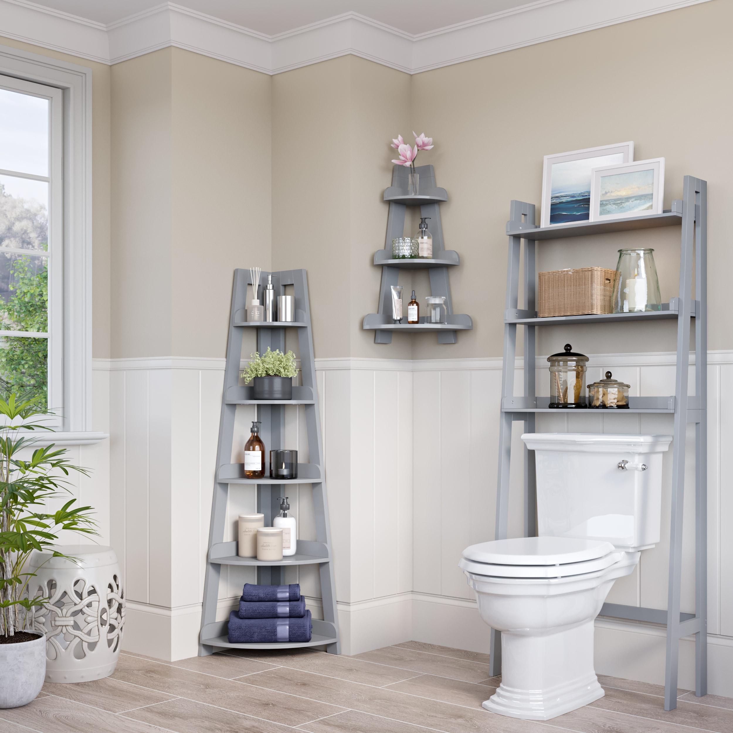 RiverRidge Home RiverRidge Amery 5-Tier Tall Corner Ladder Shelf Tower with Display Shelf and Corner Storage for Bathroom, Living Room, Office