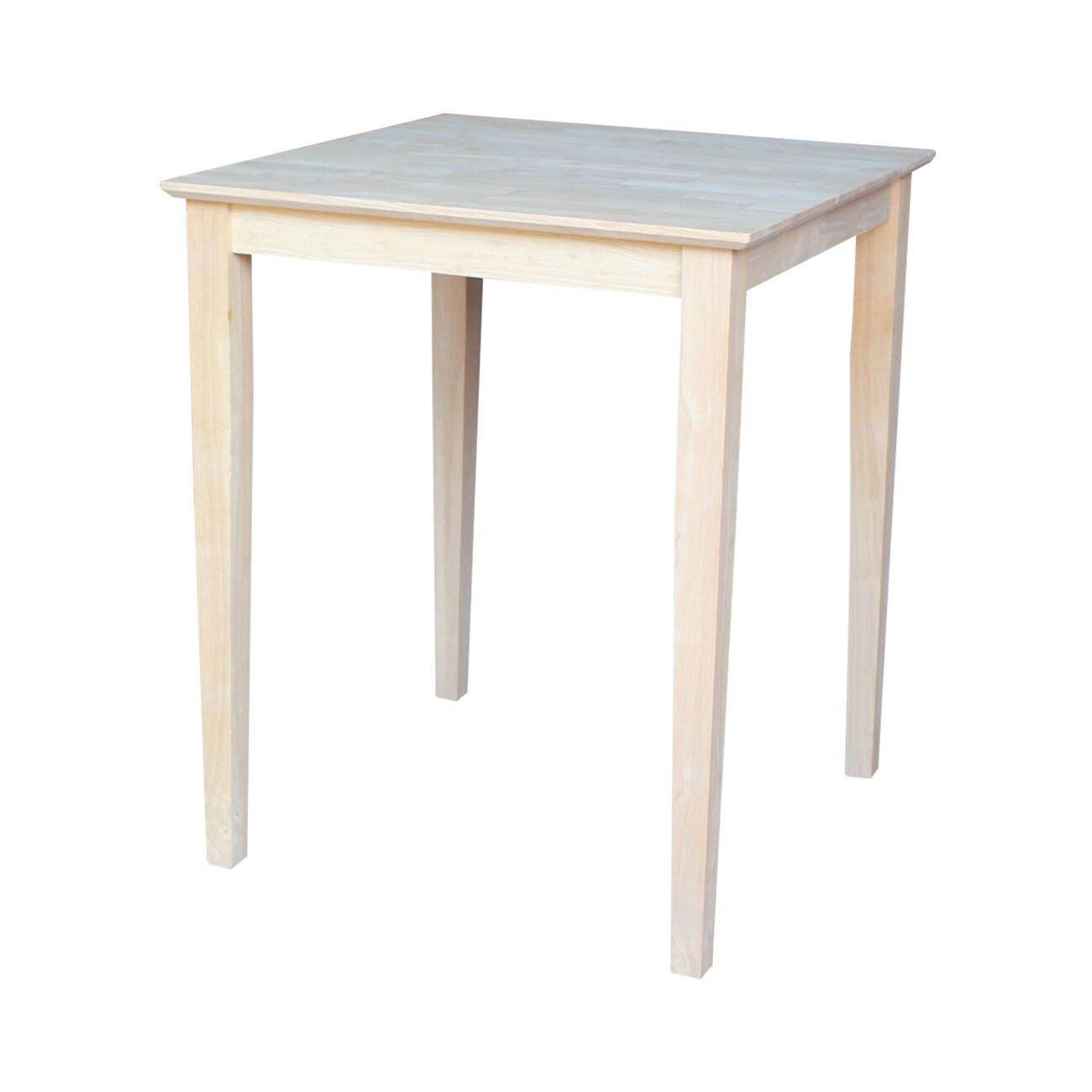 30" Square Solid Wood Counter Height Table with Shaker Legs Unfinished - International Concepts