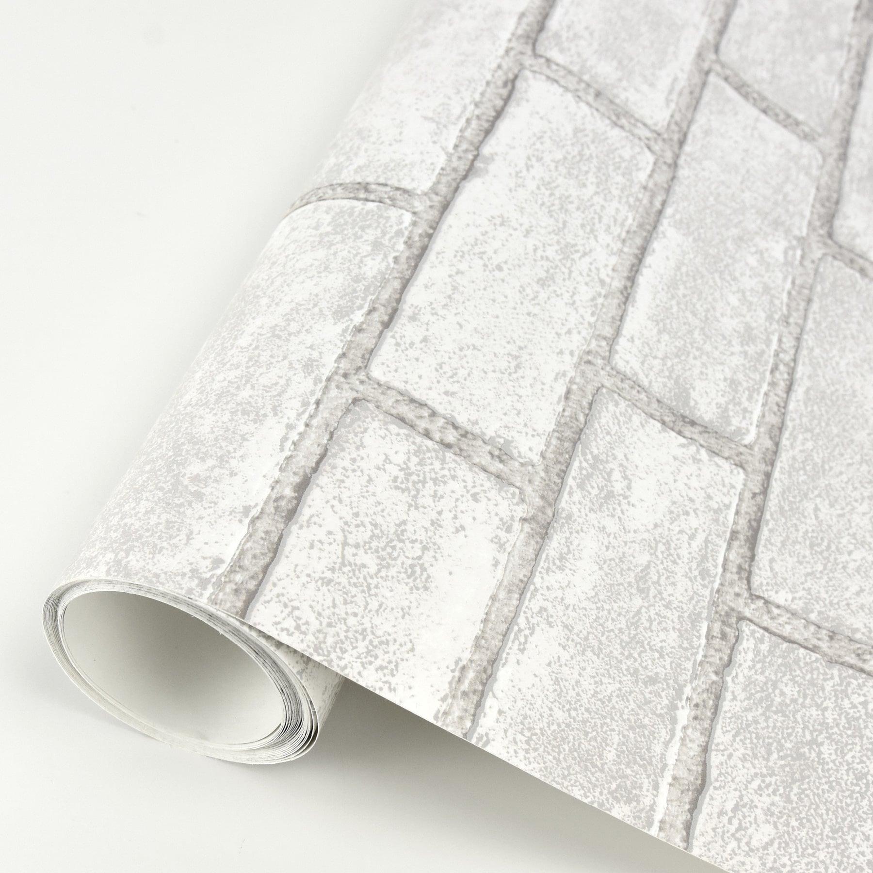 Scott Living 216-in by 20.5-in District Brick White Self Adhesive Wallpaper