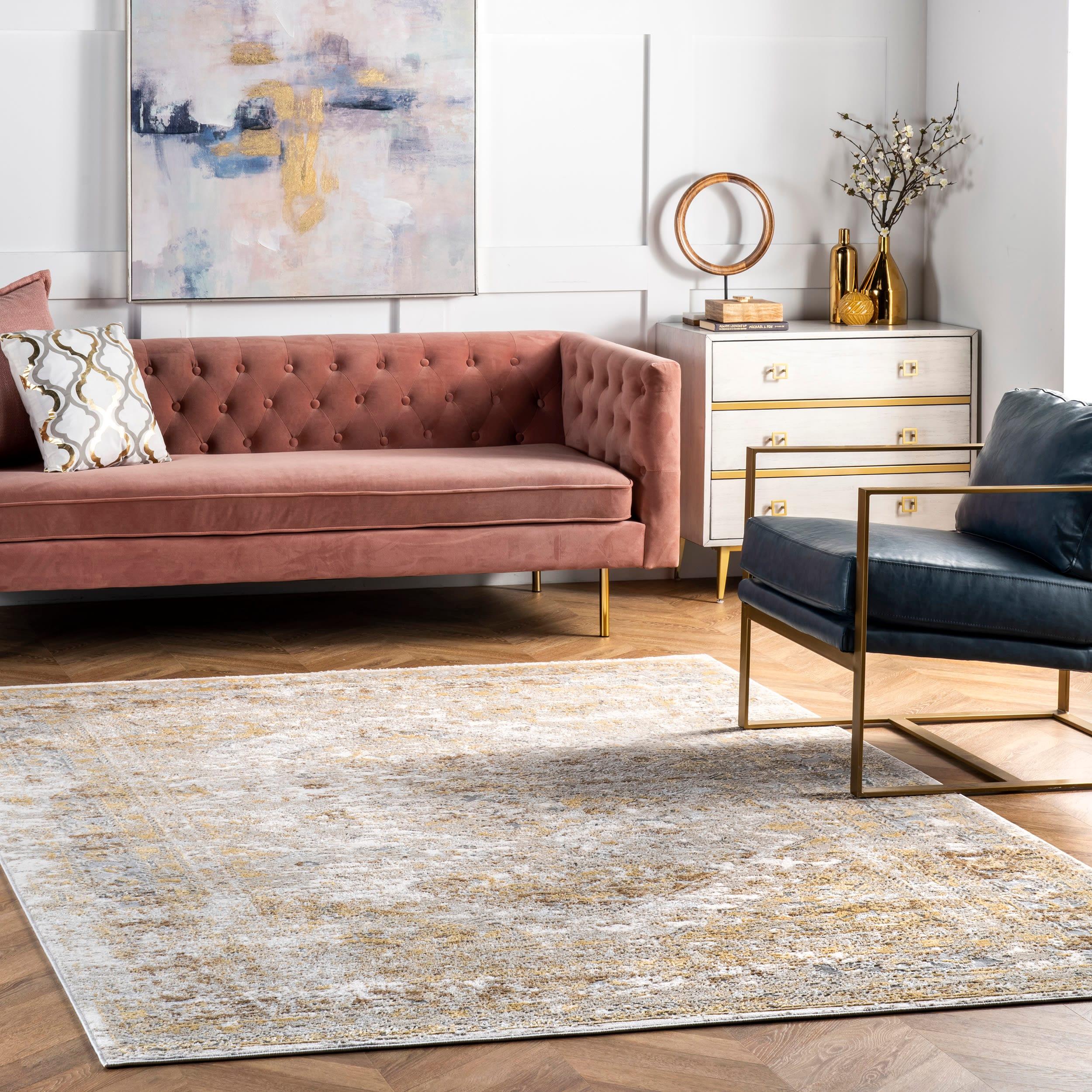 Nuloom Madisson Medallion 5x8 Indoor Area Rug for Living Room Bedroom Dining Room Kitchen, Gold/Ivory