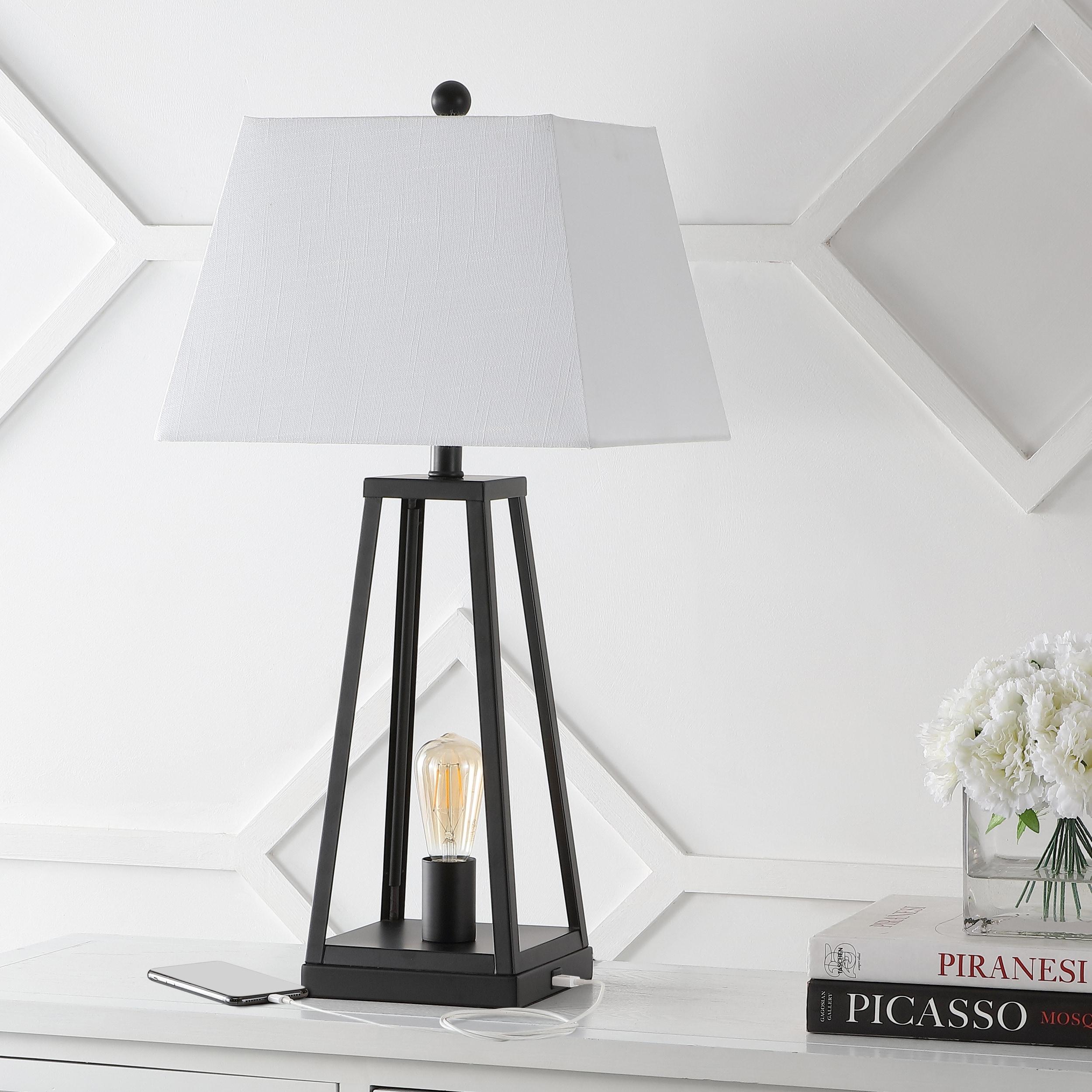 JONATHAN Y Noah 28.5" Classic Industrial Iron Nightlight LED Table Lamp with USB by JONATHAN  Y