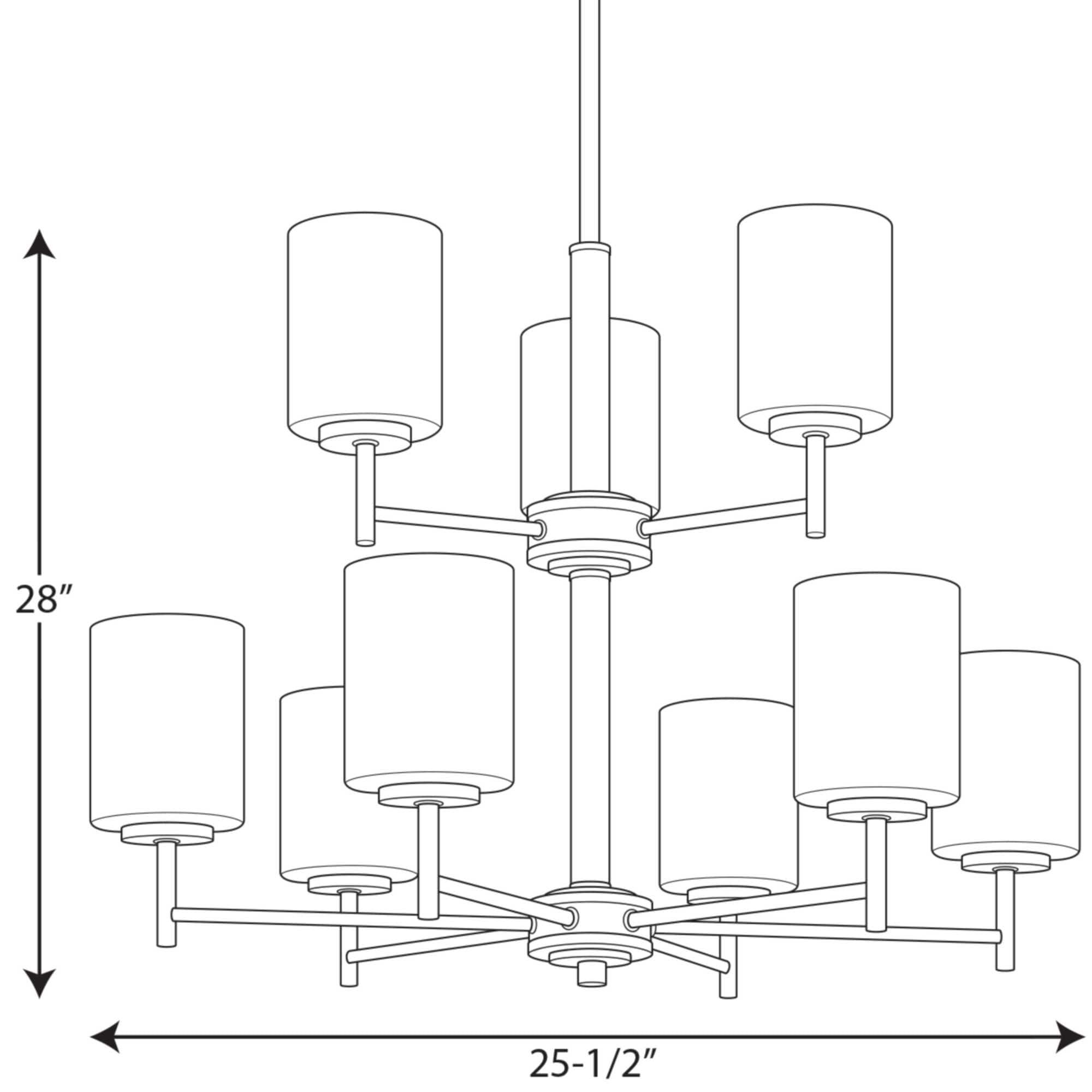 Progress Lighting Replay 9-Light Two-Tier Chandelier, Brushed Nickel, White Glass Shade Collection
