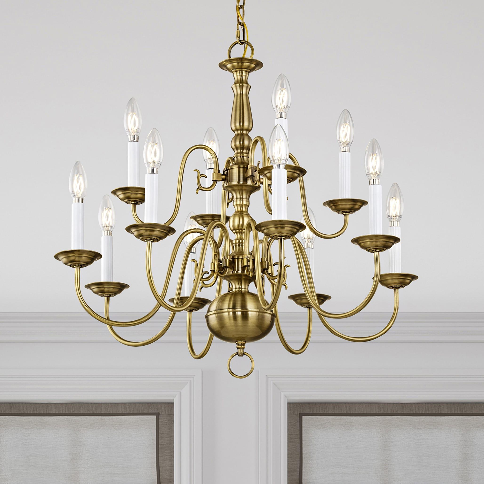 Livex Lighting Williamsburgh 12 - Light Chandelier in  Antique Brass