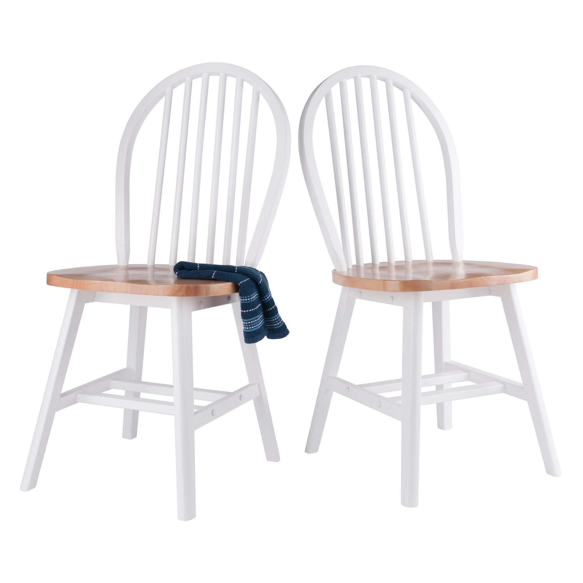 Winsome 2pc Windsor Chair Set Natural/White : Wood Frame, Spot Clean, Transitional Style, No Tools Assembly