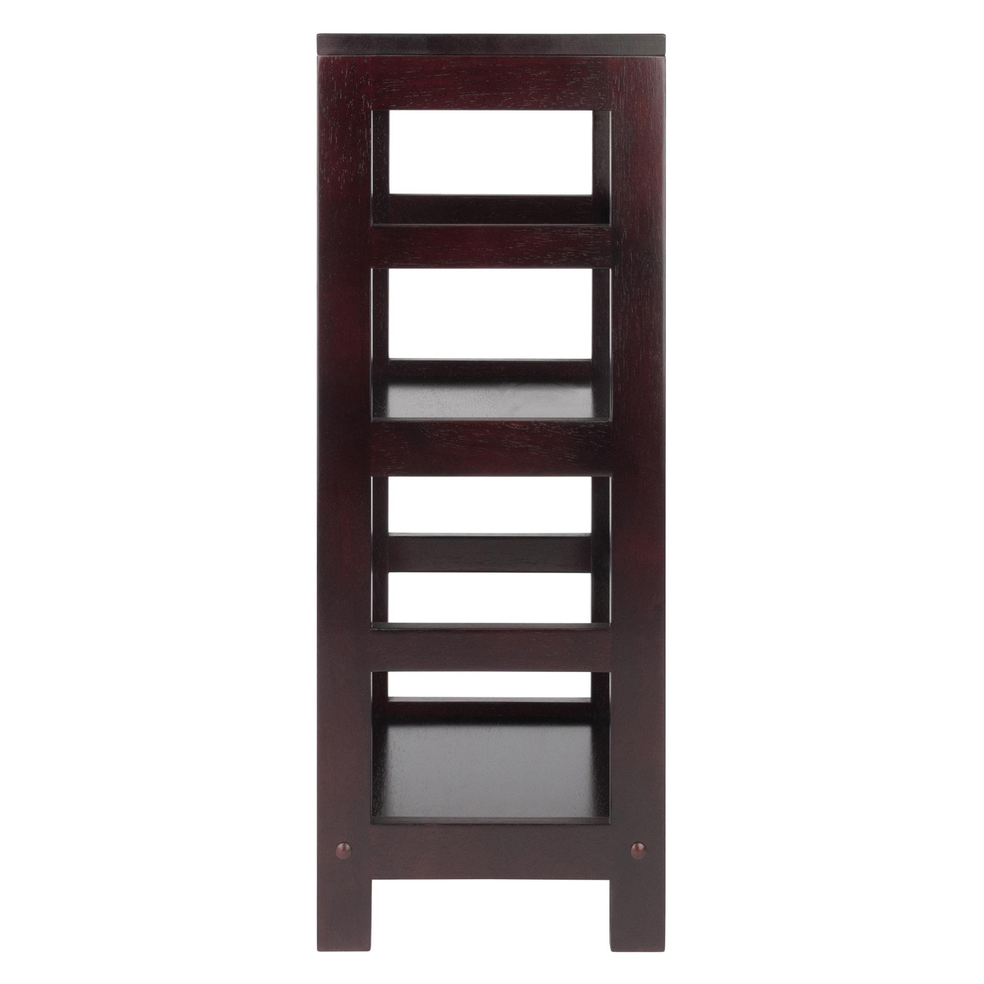 29.21" 2 Tier Leo Shelf Storage or Bookshelf Narrow Espresso Finish - Winsome: Mid-Century Modern, Wood Composite, Metal Hardware