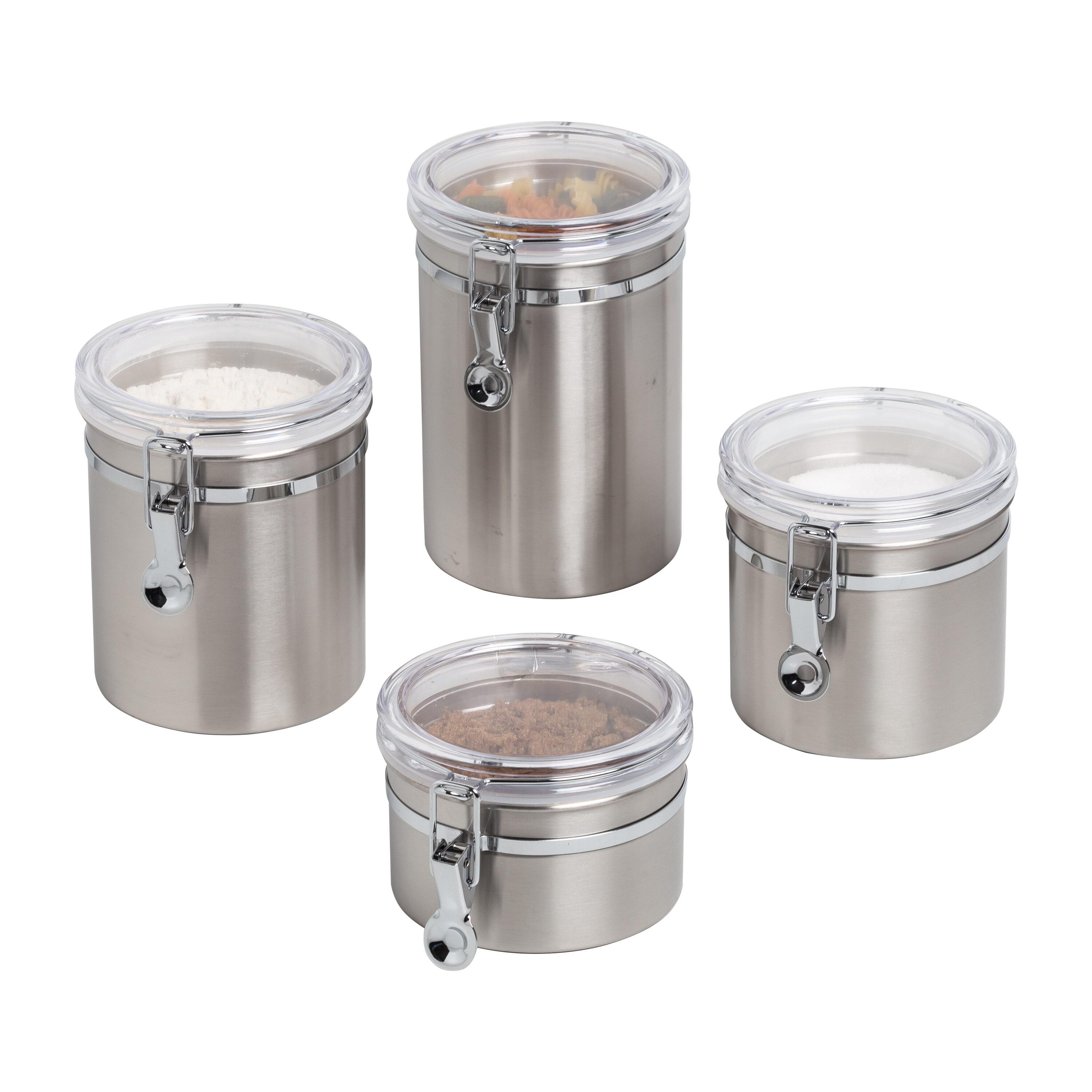 Stainless Steel and Clear Acrylic Food Jar Set with Clip Closure