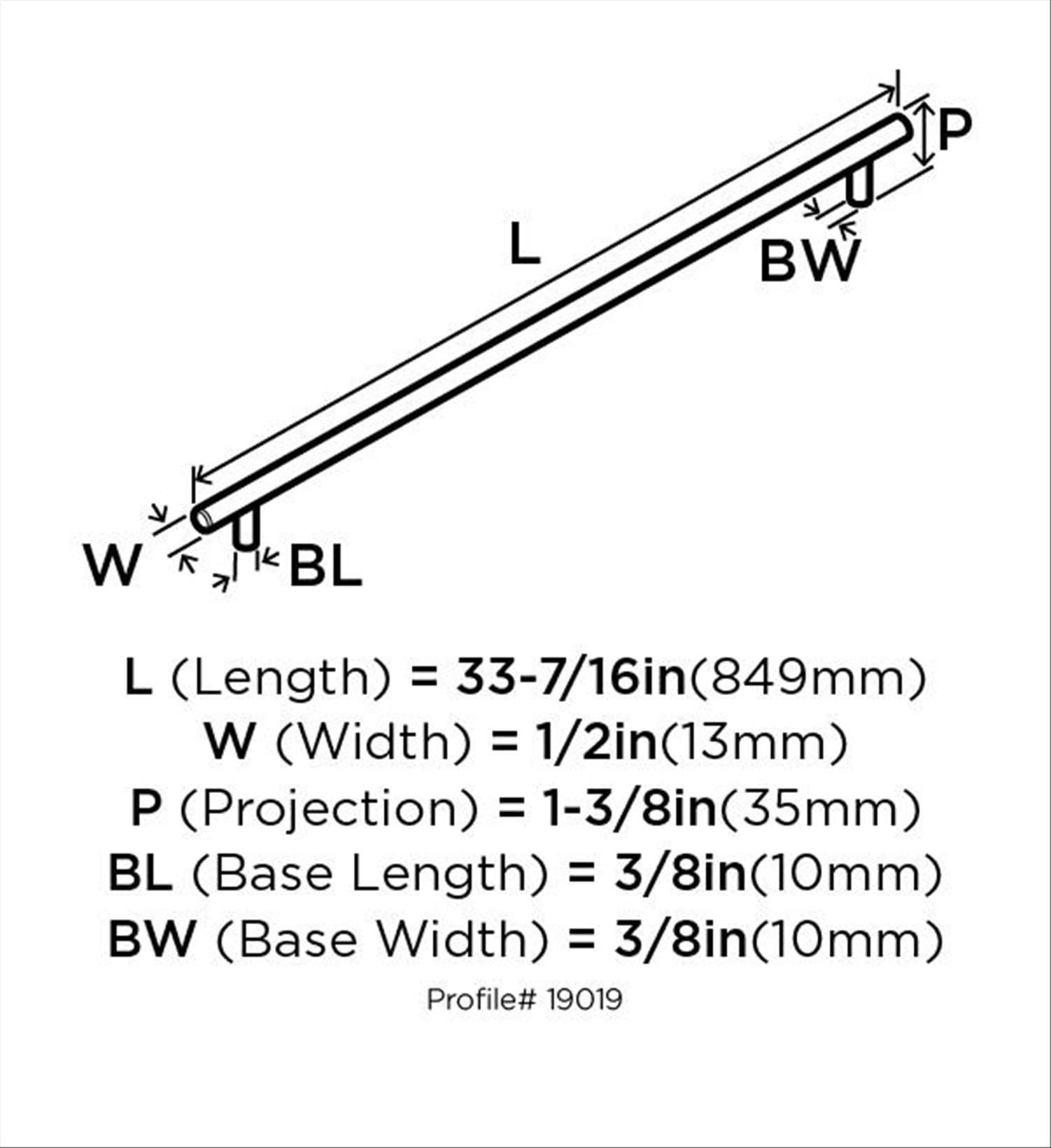 Amerock Bar Pulls 30-1/4 inch (768mm) Center-to-Center Oil-Rubbed Bronze Cabinet Pull