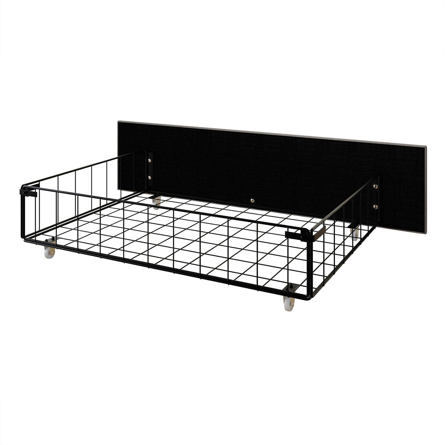 Castle Place Elegant Linen King Platform Bed with Storage, LIght Grey