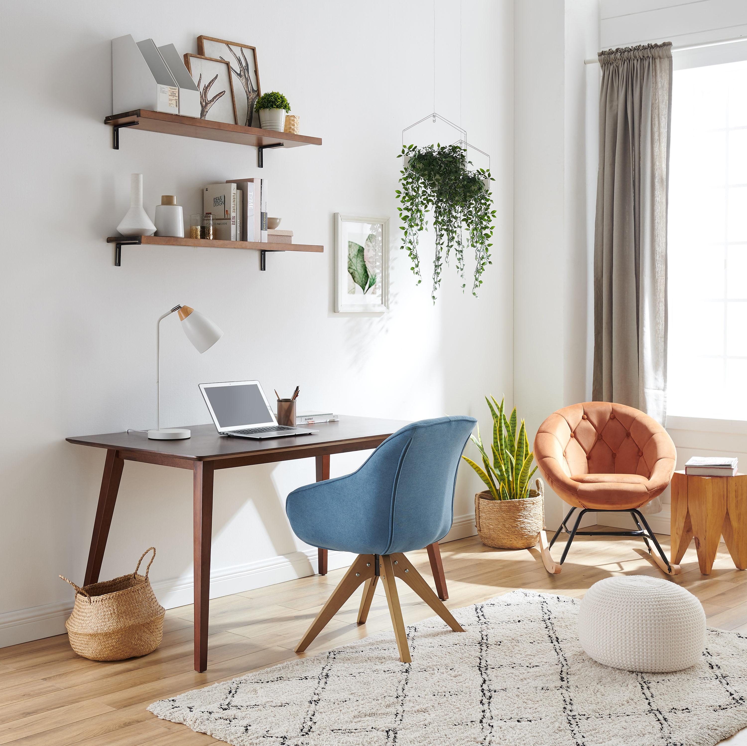 Art Leon Mid Century Accent Chair Fabric Swivel Beech Wood Legs, Light Blue