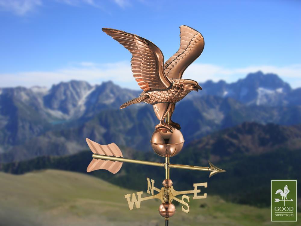 American Eagle Copper Weathervane with Roof Mount