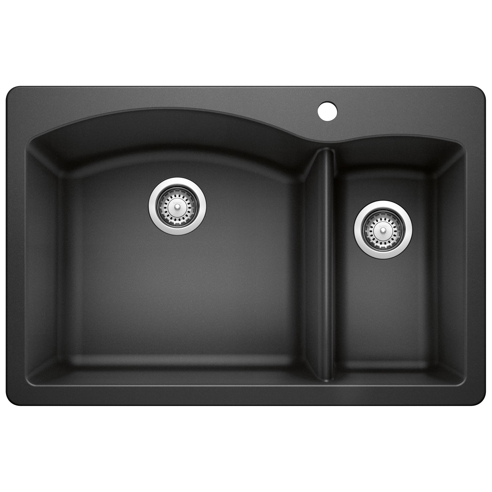 Diamond Silgranit 33" L x 22" W Double Basin Drop-In/Undermount Sink