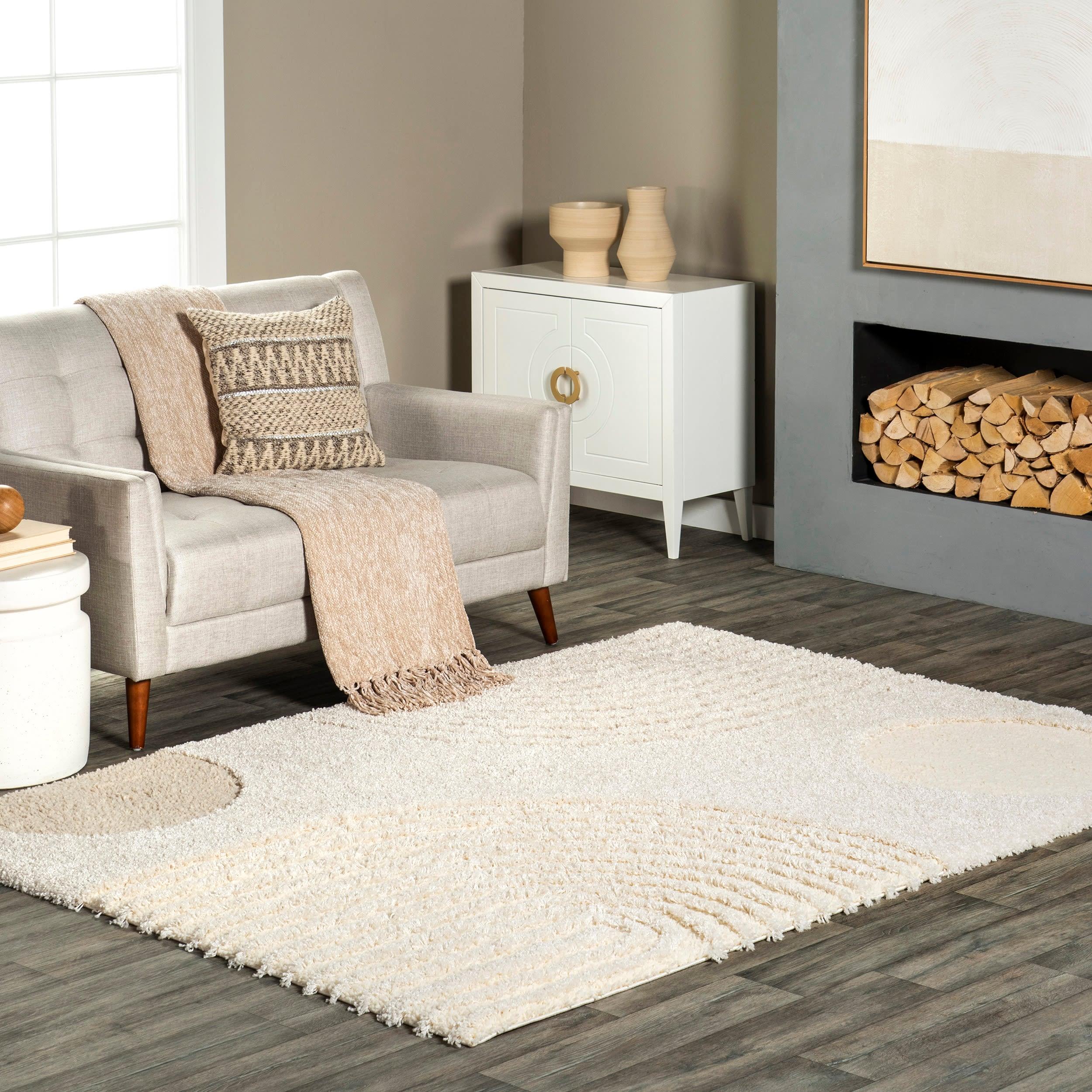 Nuloom Gloria Abstract 8x10 Shag Indoor Area Rug for Living Room Bedroom Dining Room Nursery Kitchen, Beige