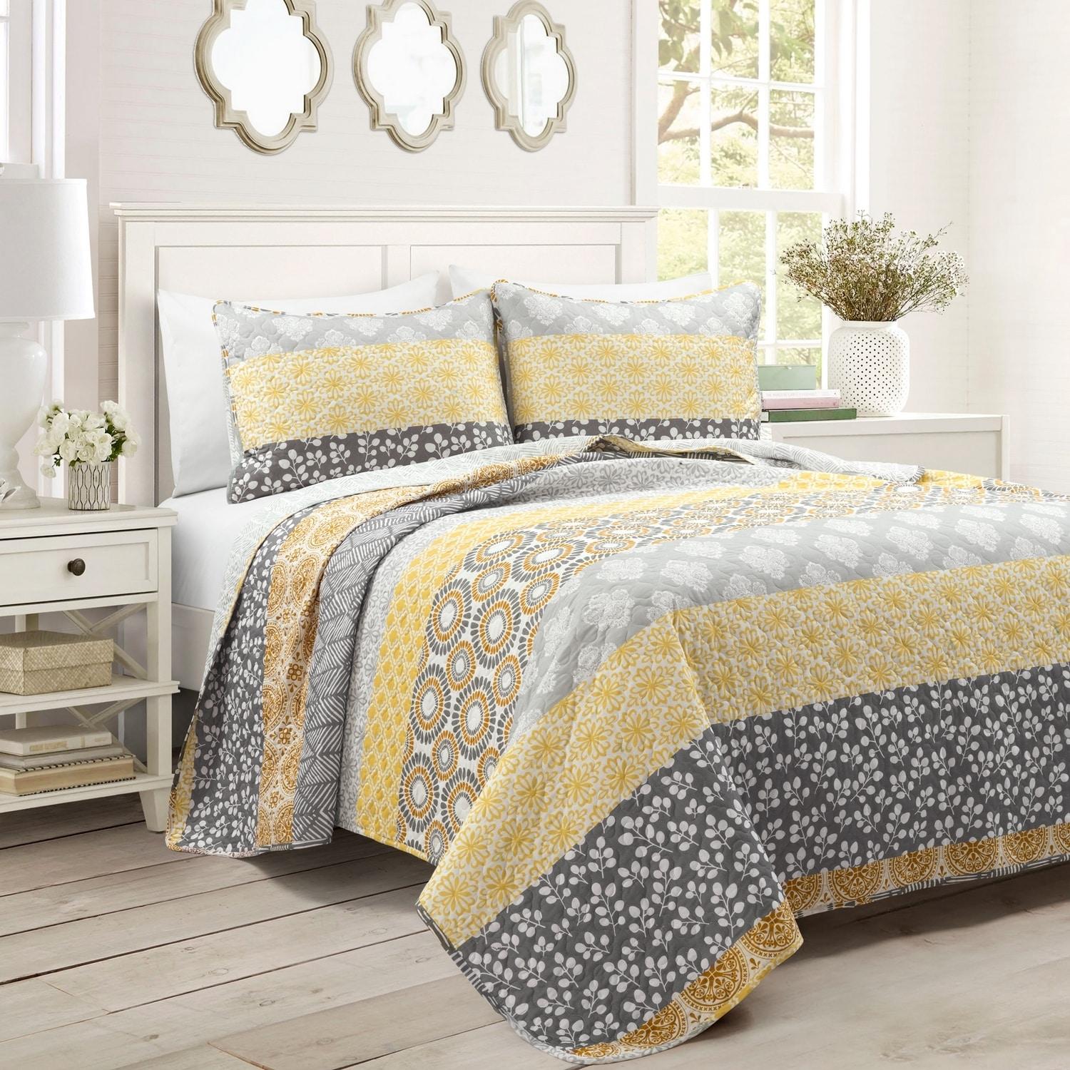 Lush Decor Bohemian 100% Cotton Reversible 3-Piece Quilt Set