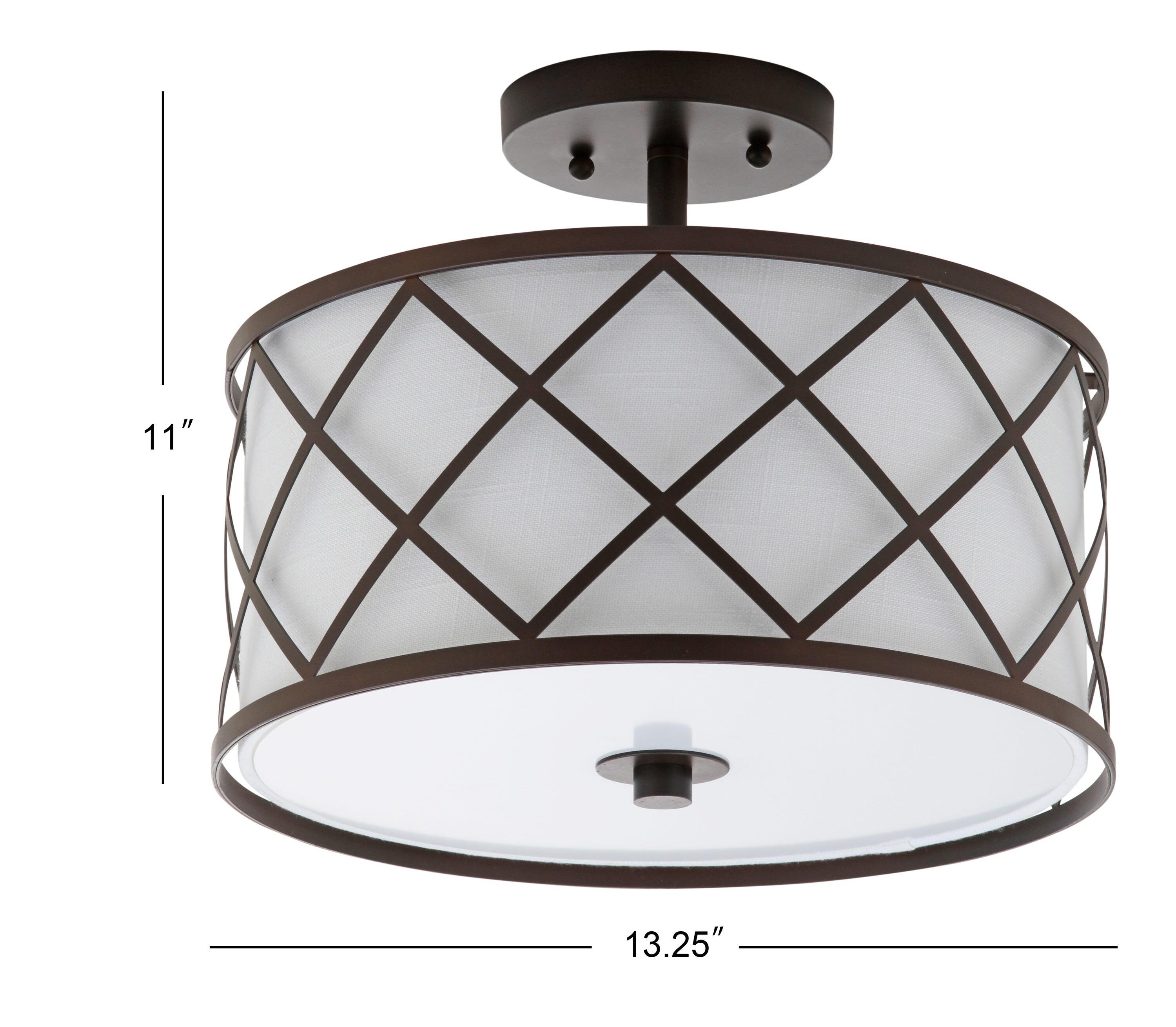 Transitional Elegance 13.25" Bronze LED Flush Mount with White Linen Shade