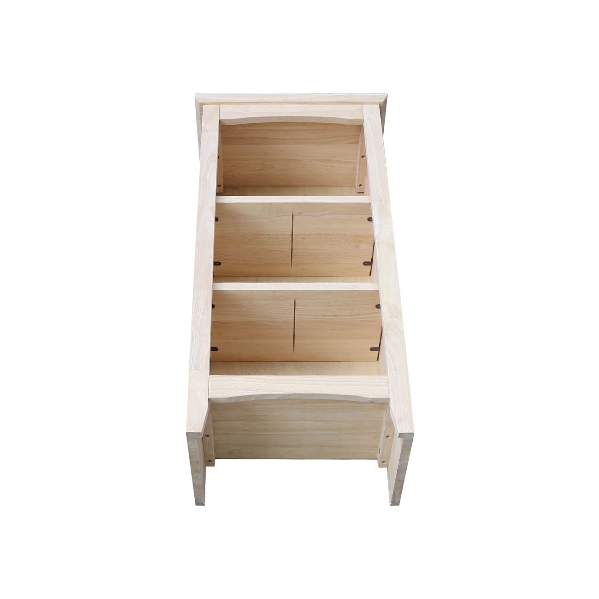 36" Shaker Bookcase Unfinished Brown - International Concepts: Solid Parawood, 2-Tier Storage