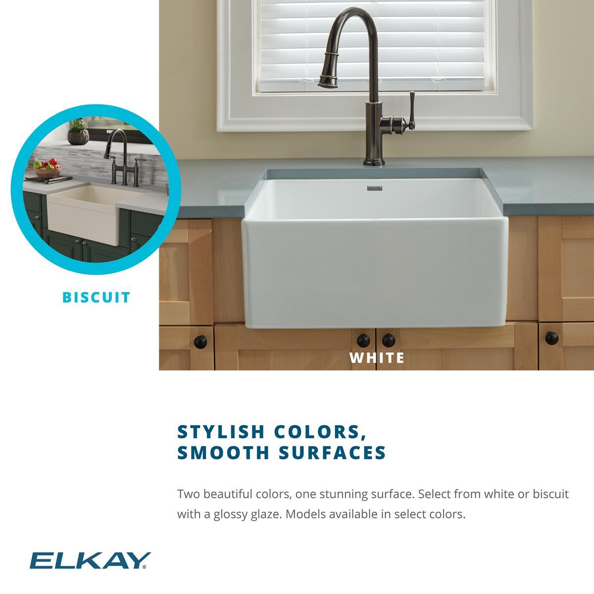 Elkay Fireclay 25" L x 19" W Farmhouse Kitchen Sink