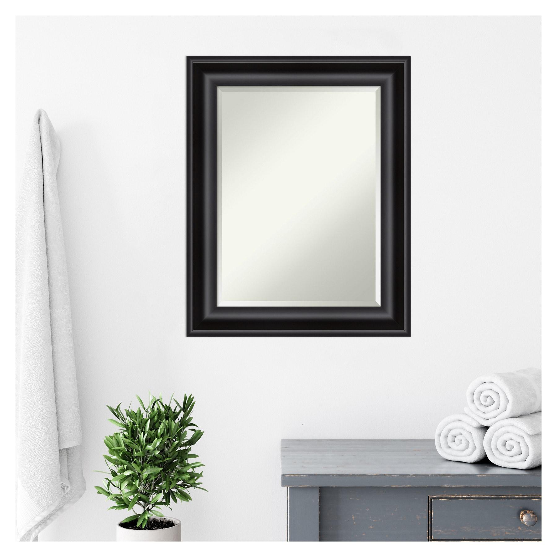 24" x 30" Non-Beveled Grand Black Wall Mirror - Amanti Art: Modern Rectangle, Polystyrene Frame