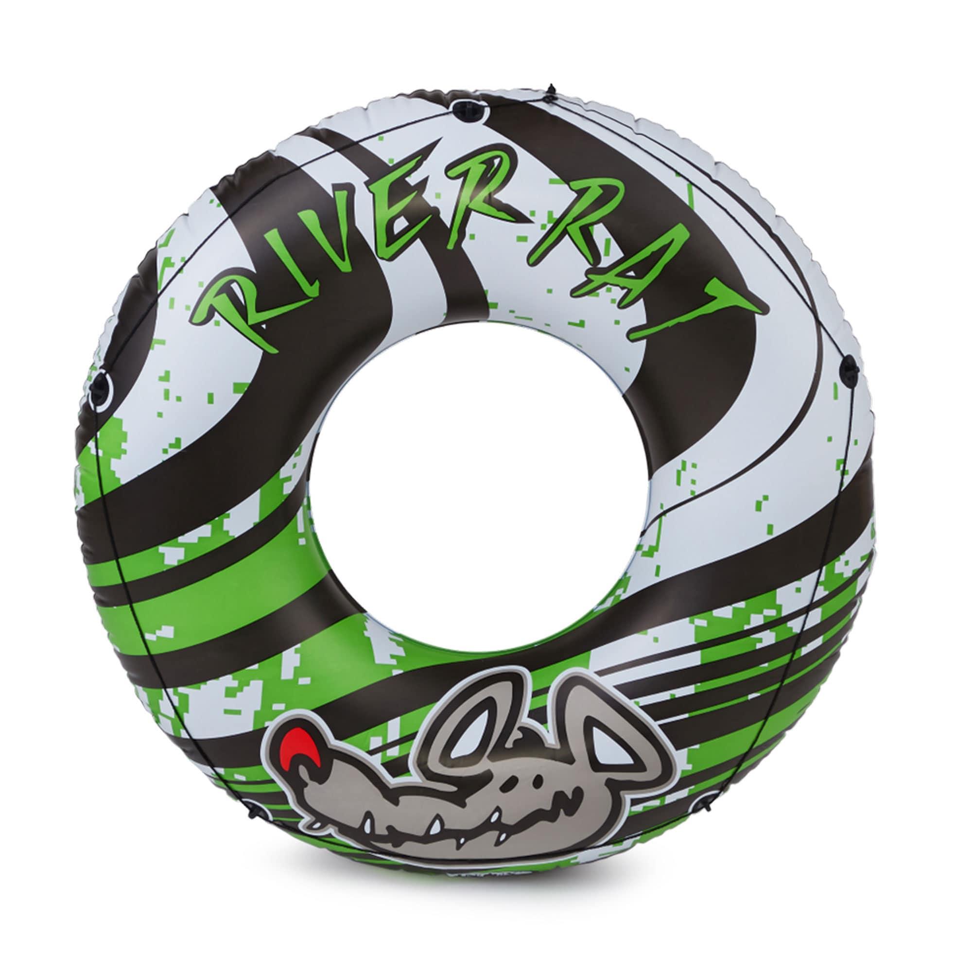 Intex River Rat 48 Inch Inflatable Vinyl Towable Boat Floating Tube Raft for Swimming Pool and Lake in Green Rat or Graffiti Rat Design, Color Varies