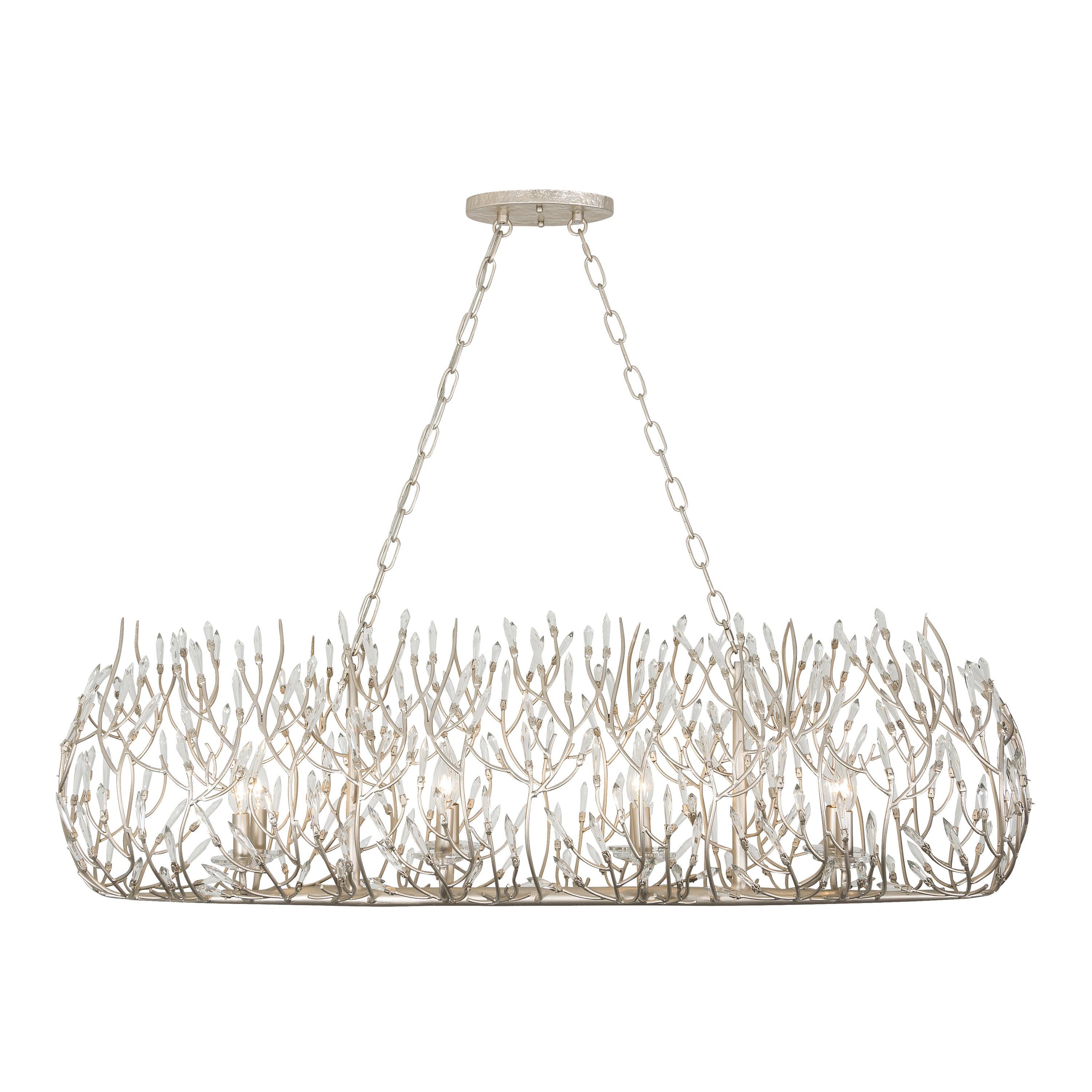 Gold Dust Crystal Linear Pendant Light with Recycled Steel