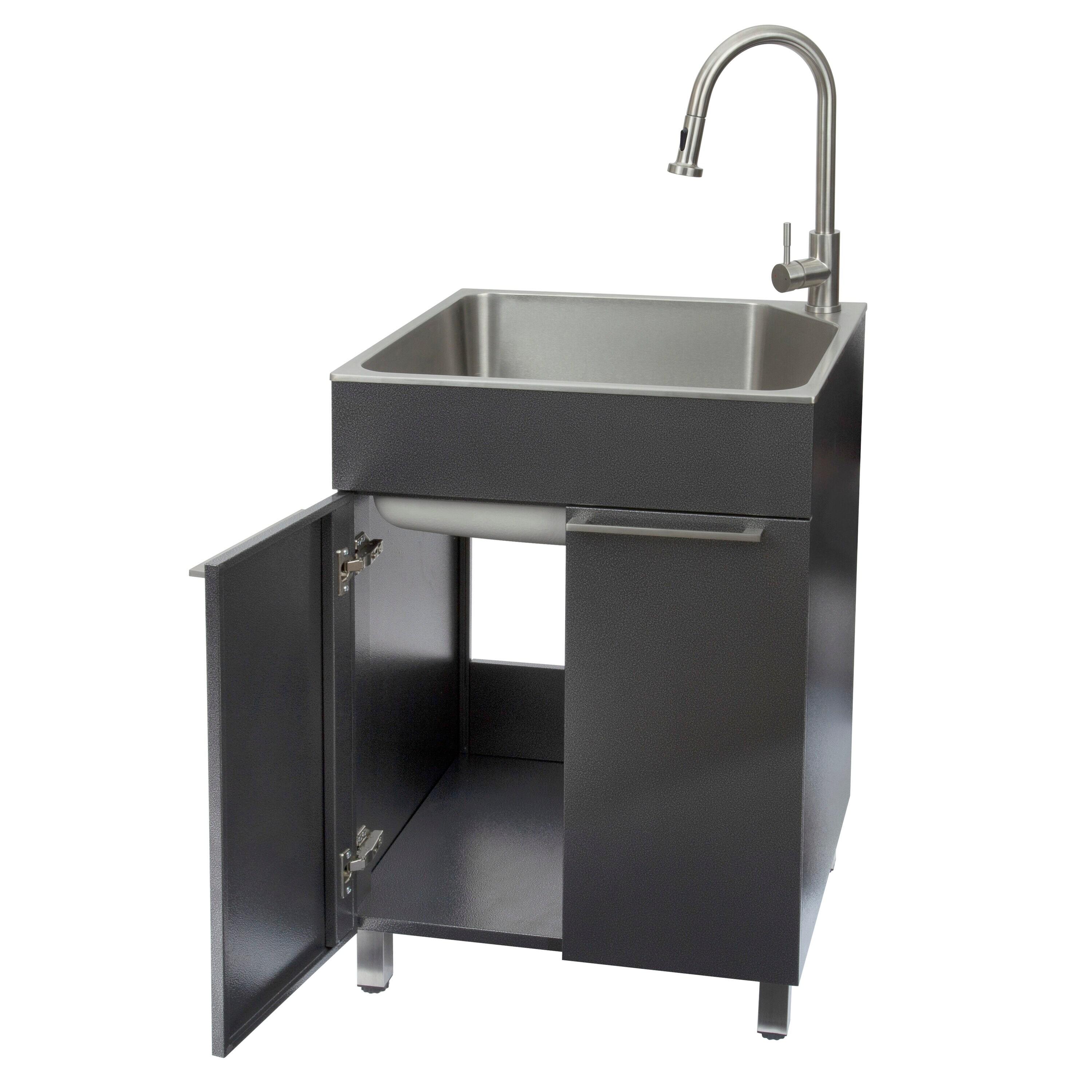 All-In-One 24.1" L x 21.3" W Free Standing Laundry Sink with Faucet