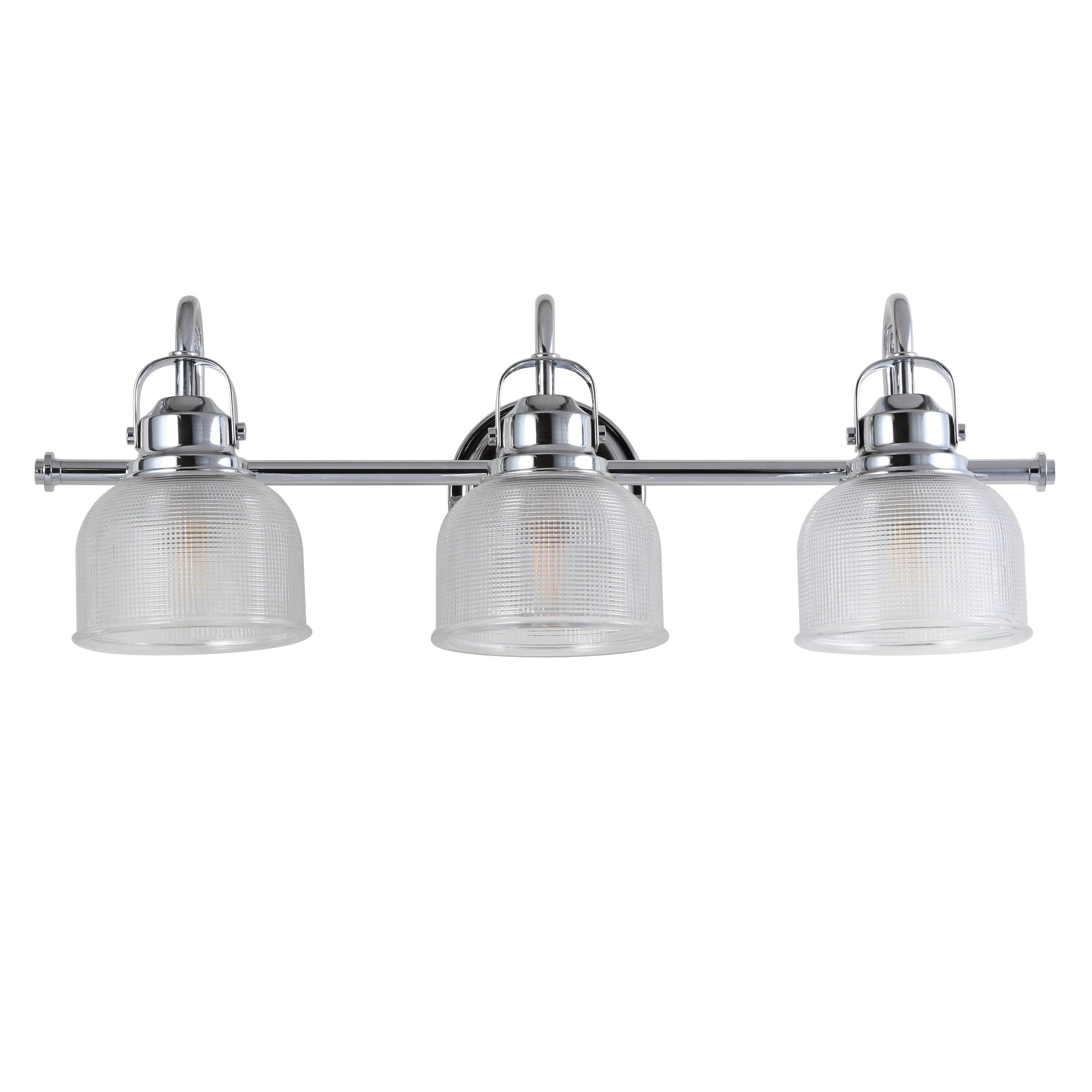 JYL7409A Virginia 25.25" 3-Light Metal/Glass LED Traditional Classic Vanity Light Modern 2700K LED 4W Bulbs Entryway Lobby Kitchen Bathroom Bedroom Living Room Hallway, Chrome