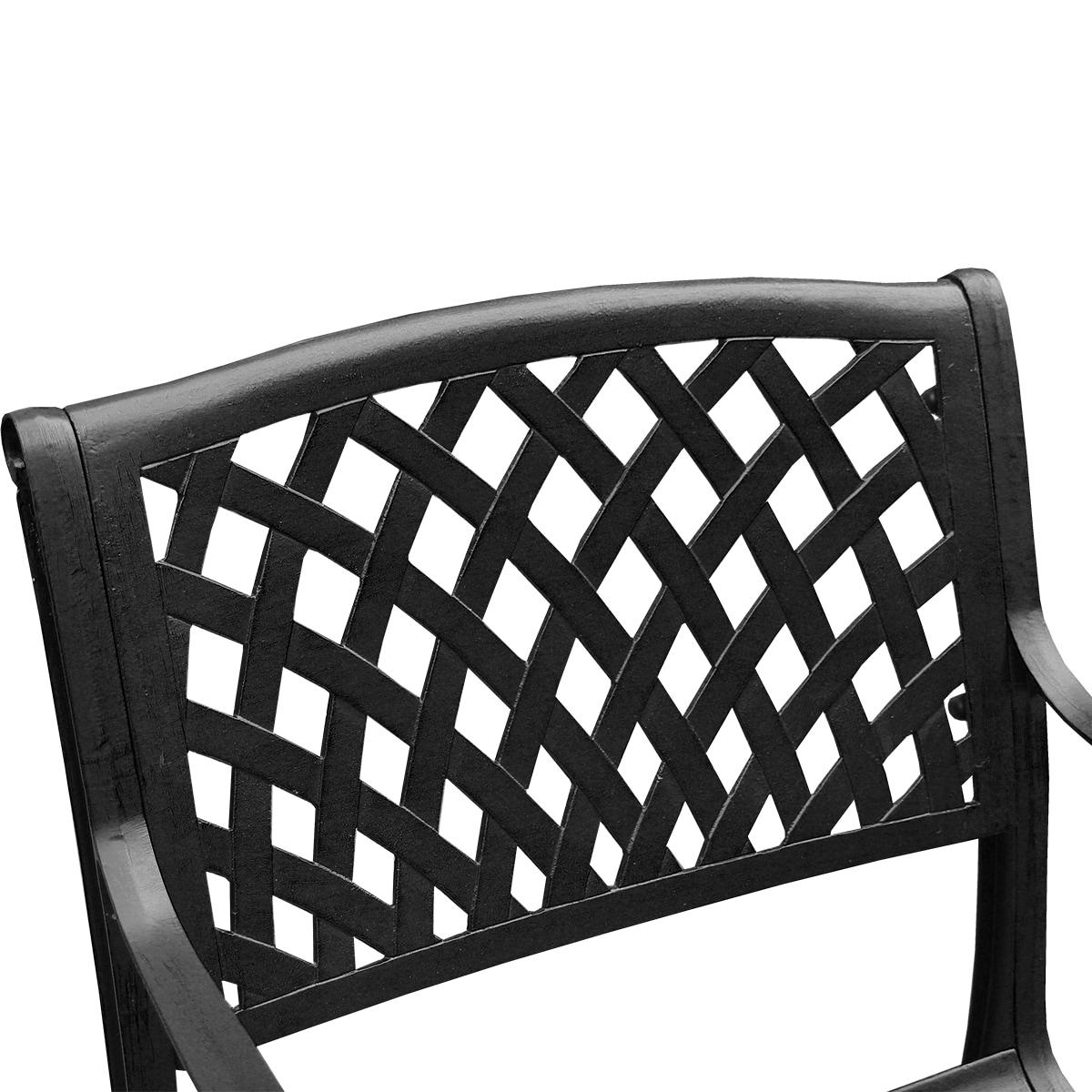 Modern Outdoor Mesh Cast Aluminum Patio Dining Chair - Black - Oakland Living: Weather-Resistant, UV-Protected