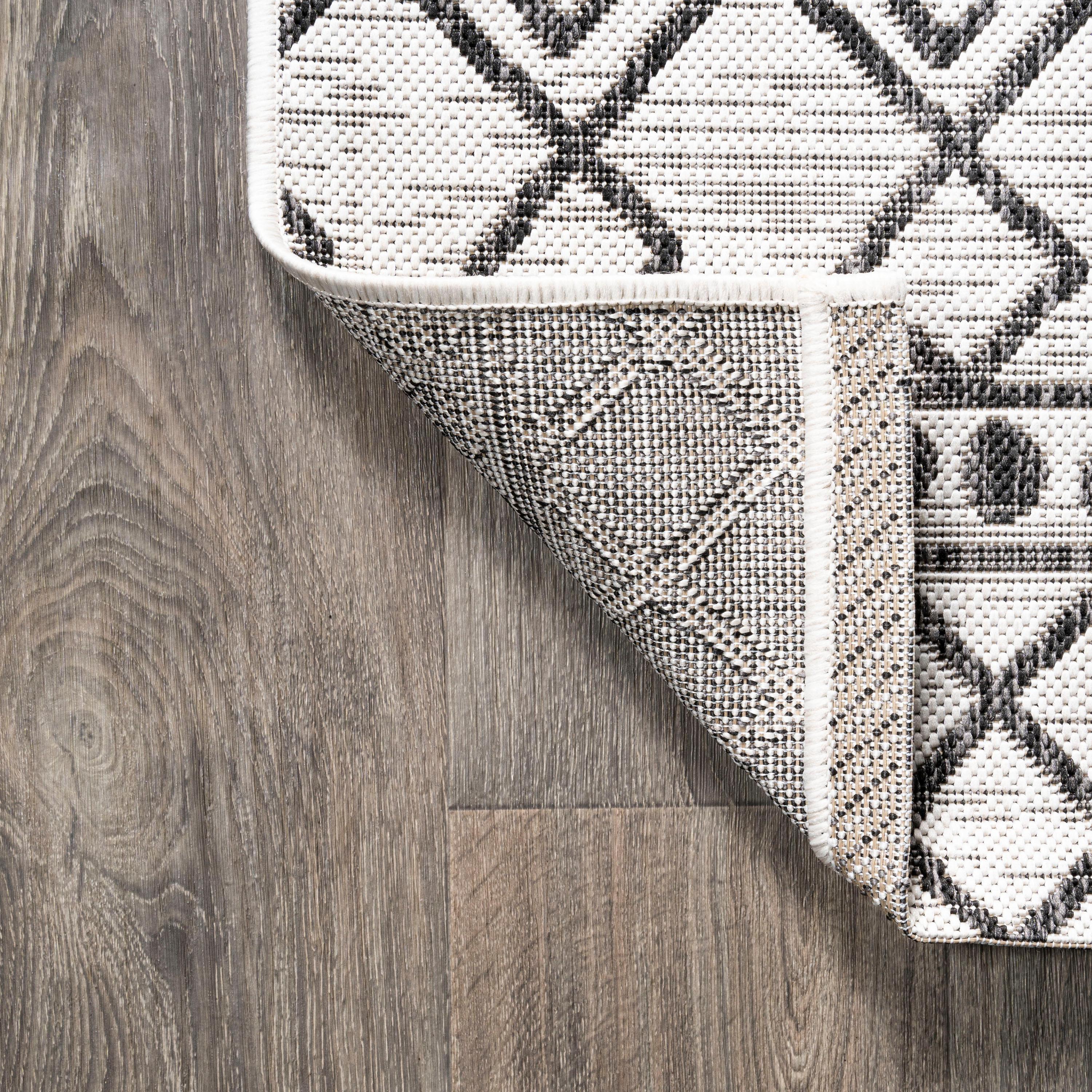 3'x5' Kafel Modern Bohemian Indoor/Outdoor Area Rug, Ivory/Black - JONATHAN Y