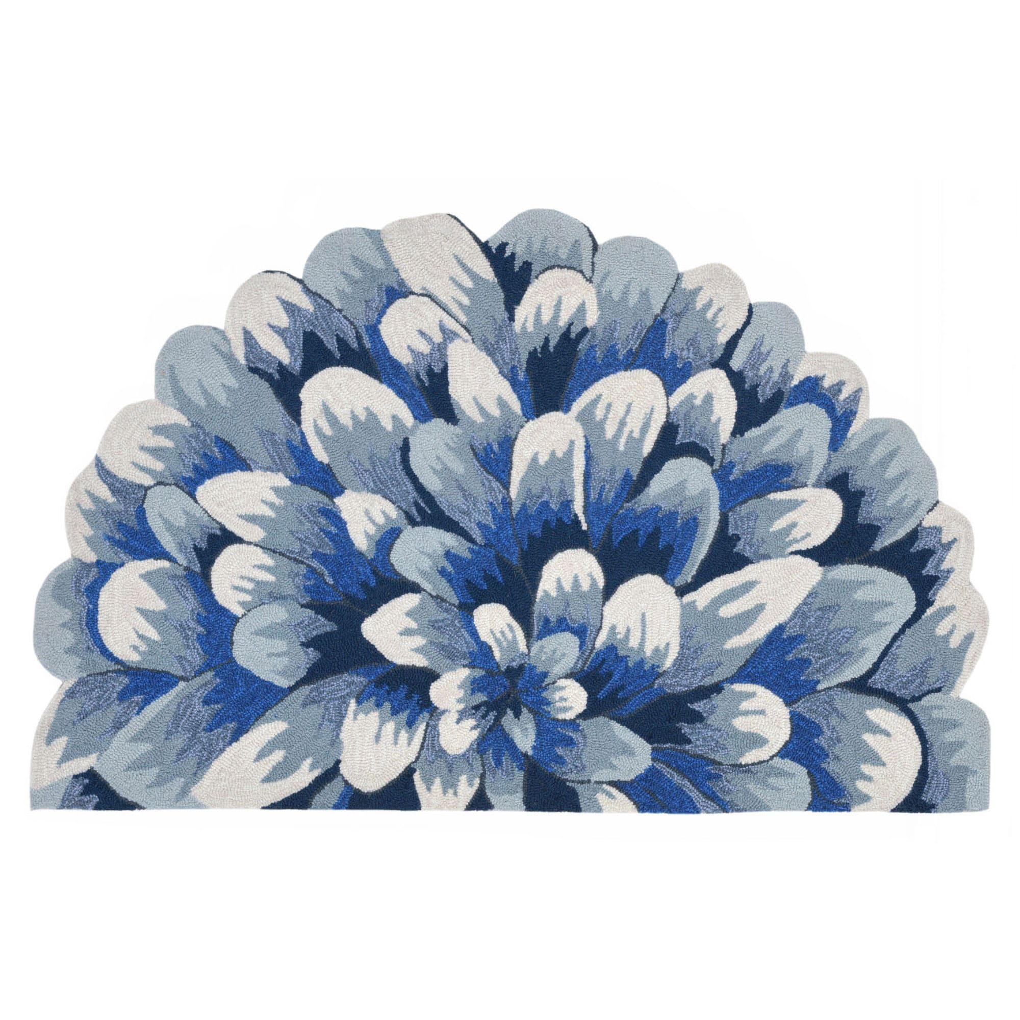 Liora Manne Frontporch Mum Indoor/Outdoor Rug Blue 2' x 3'