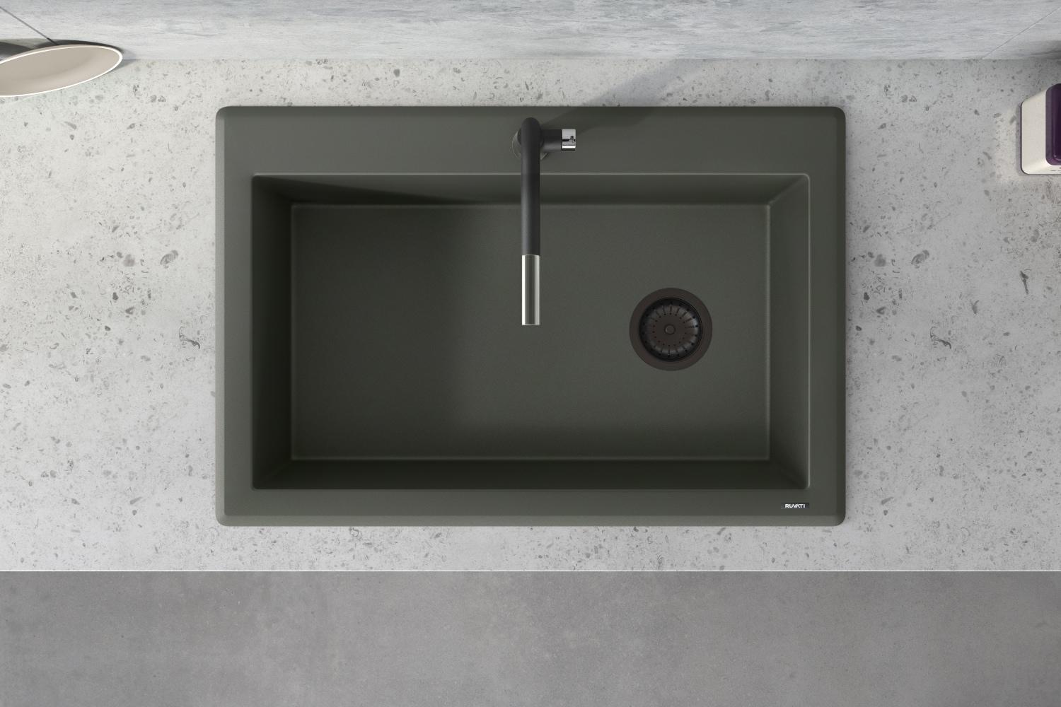 Ruvati 33 x 22 inch Granite Composite Drop-in Topmount Single Bowl Kitchen Sink