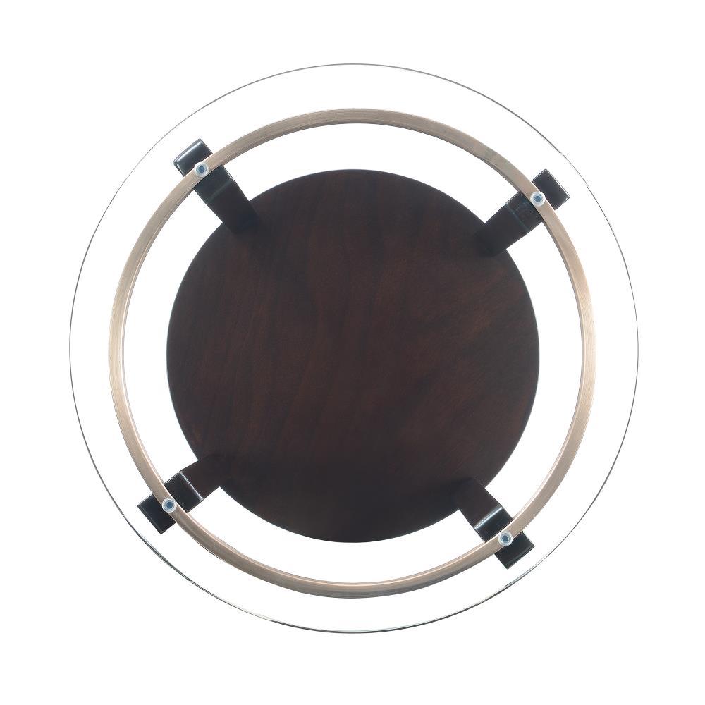 Picket House Furnishings Benton End Table Espresso: Modern Round Glass Top, Wood Frame, Spot Clean