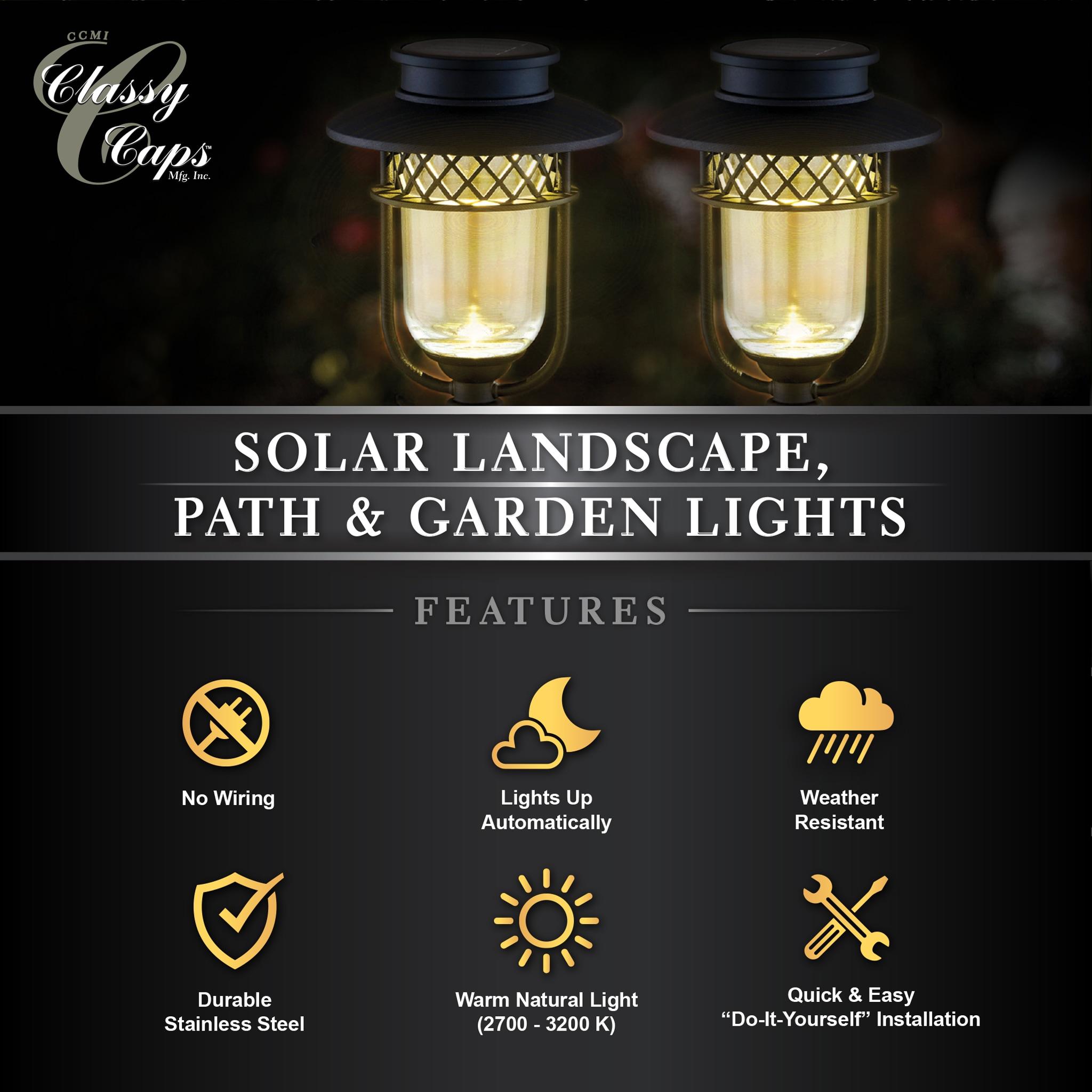 Black Low Voltage Solar Powered Integrated LED Pathway Light Pack (Set of 2)