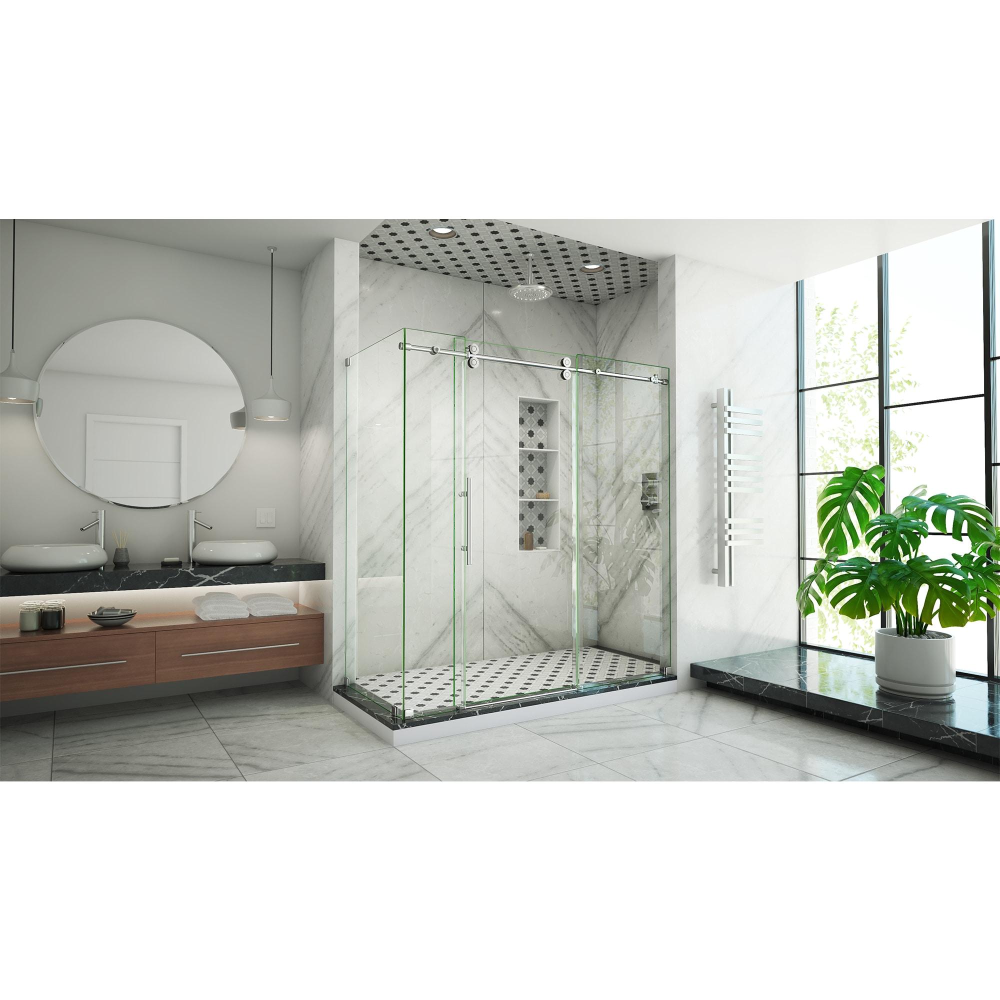 Enigma-XO 72.37" x 76" Sliding Frameless Shower Enclosure with ClearMax™ Technology