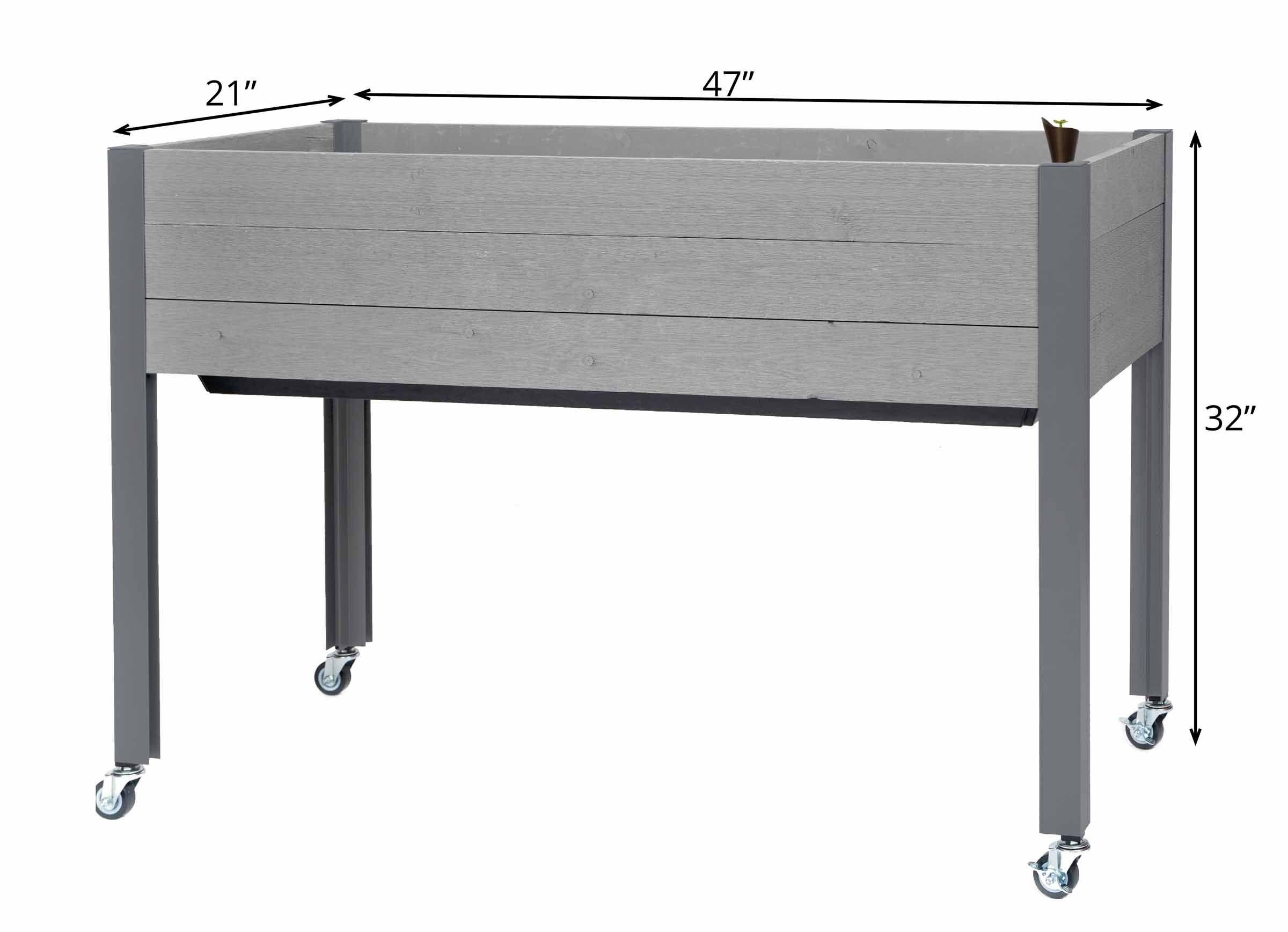 47" Wide rectangular Planter Self-Watering Wooden Gray - CedarCraft